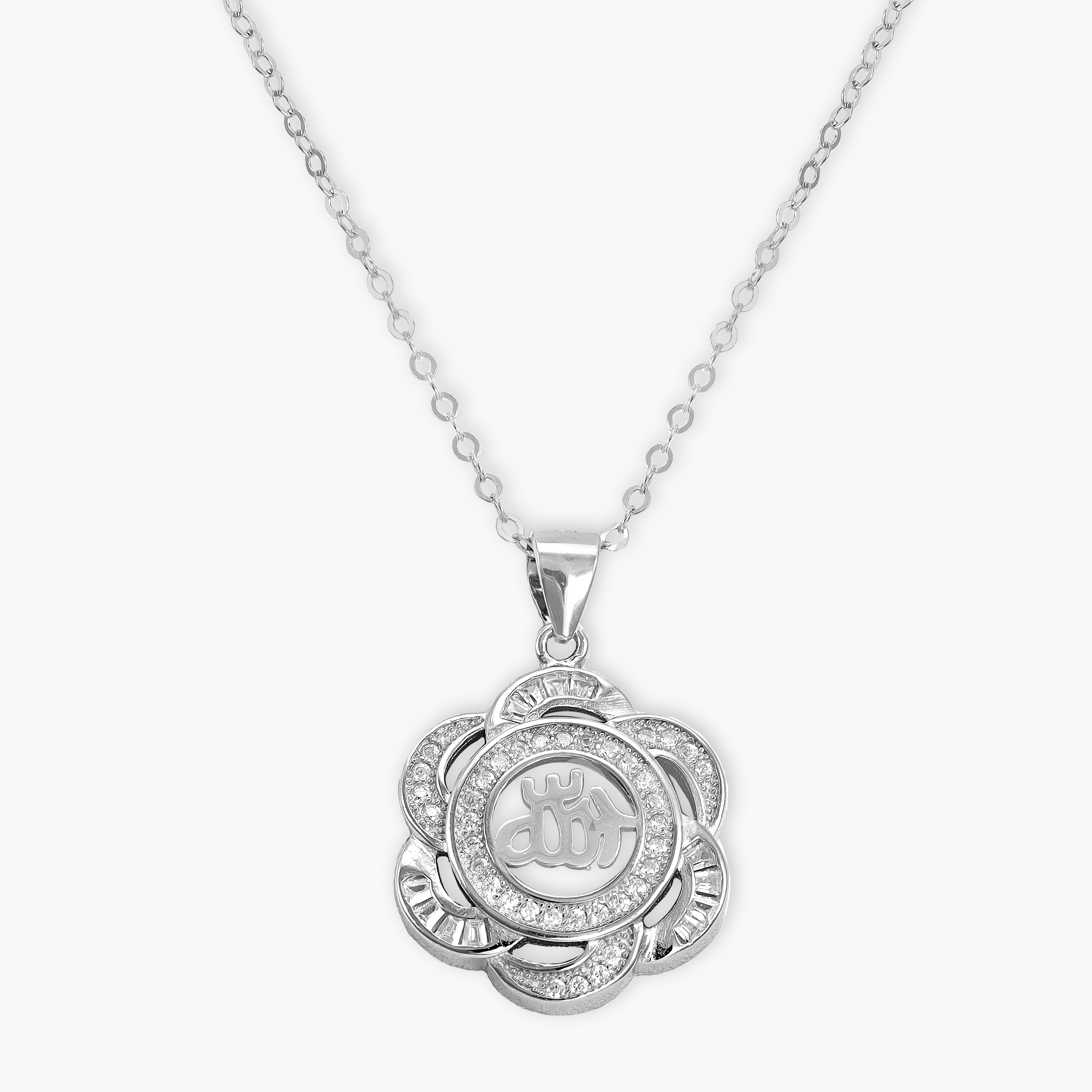 Damen Ankerkette mit Iced Out Stil Allah Anhänger aus 925 Silber - Taipan Schmuck