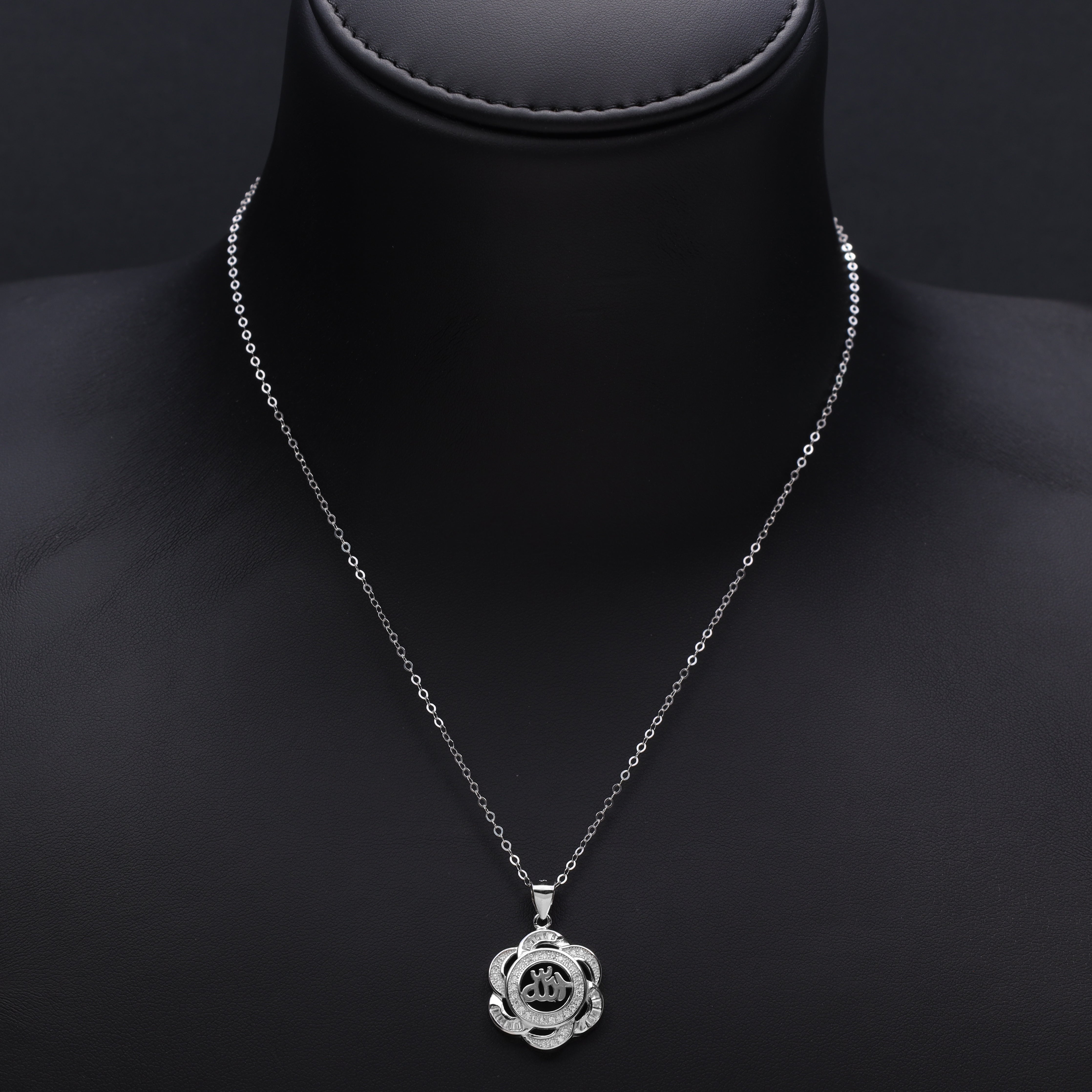 Damen Ankerkette mit Iced Out Stil Allah Anhänger aus 925 Silber - Taipan Schmuck