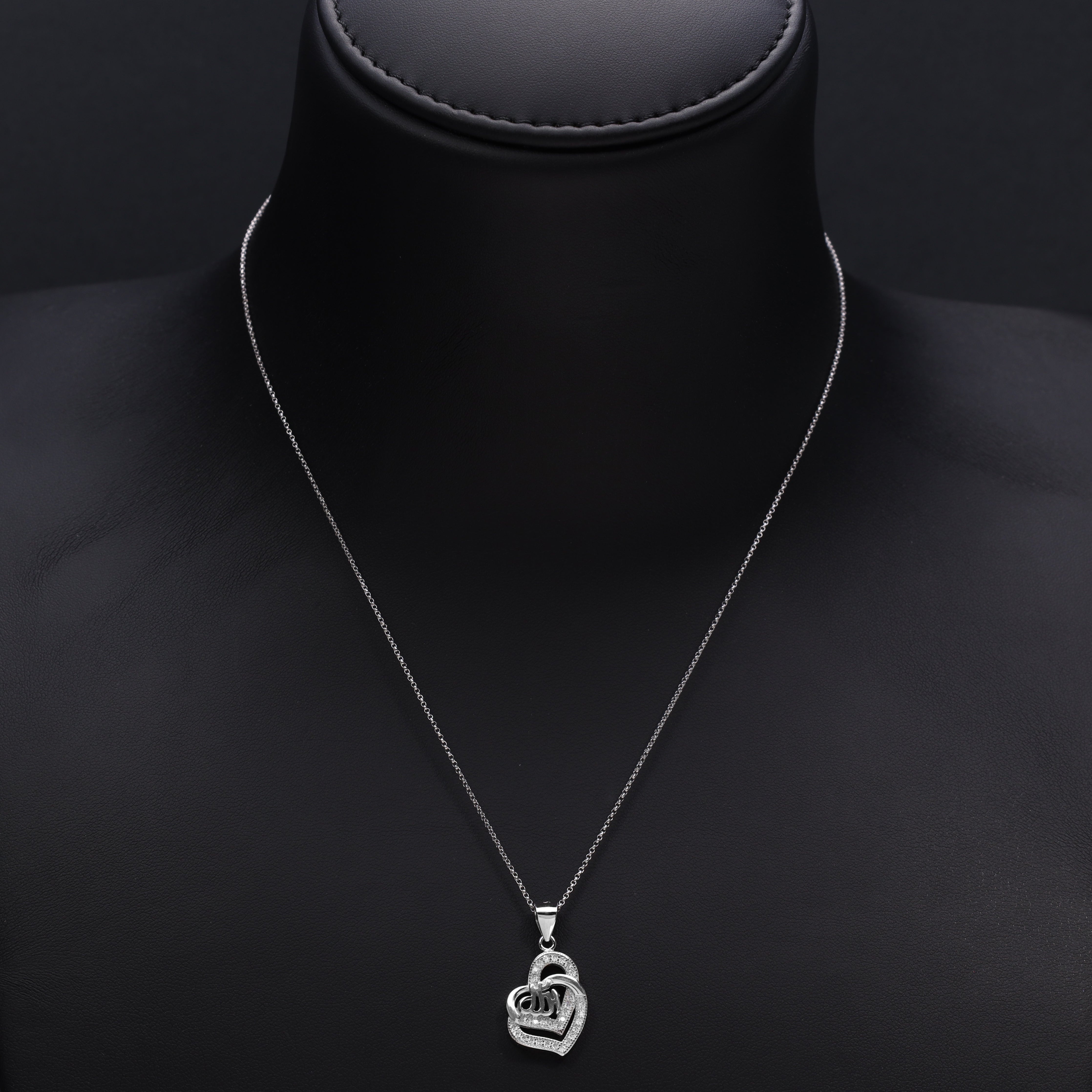 Damen Ankerkette mit Iced Out Stil Allah Herz Anhänger aus 925 Silber