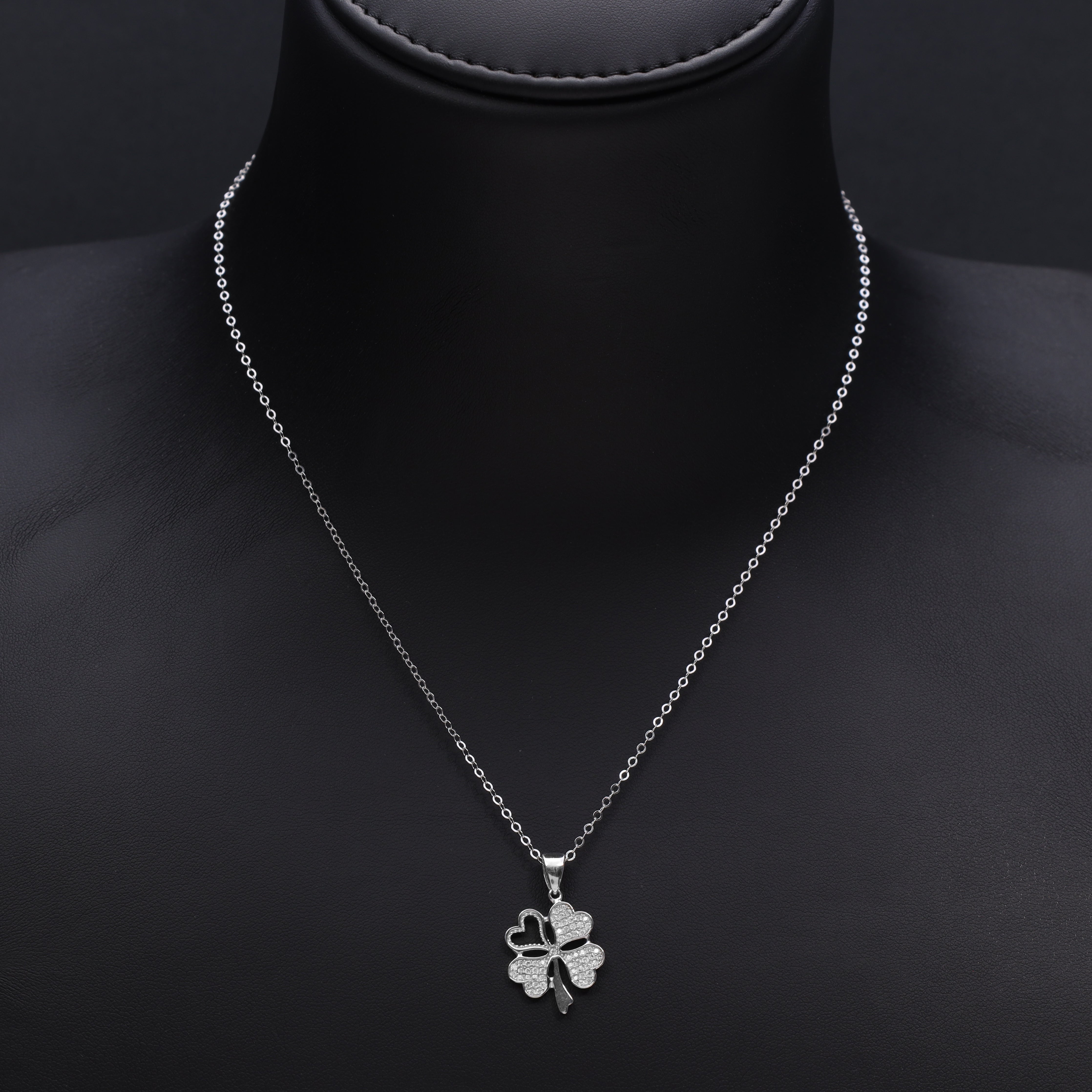 Damen Ankerkette mit Kleeblatt Anhänger aus 925 Silber - Taipan Schmuck
