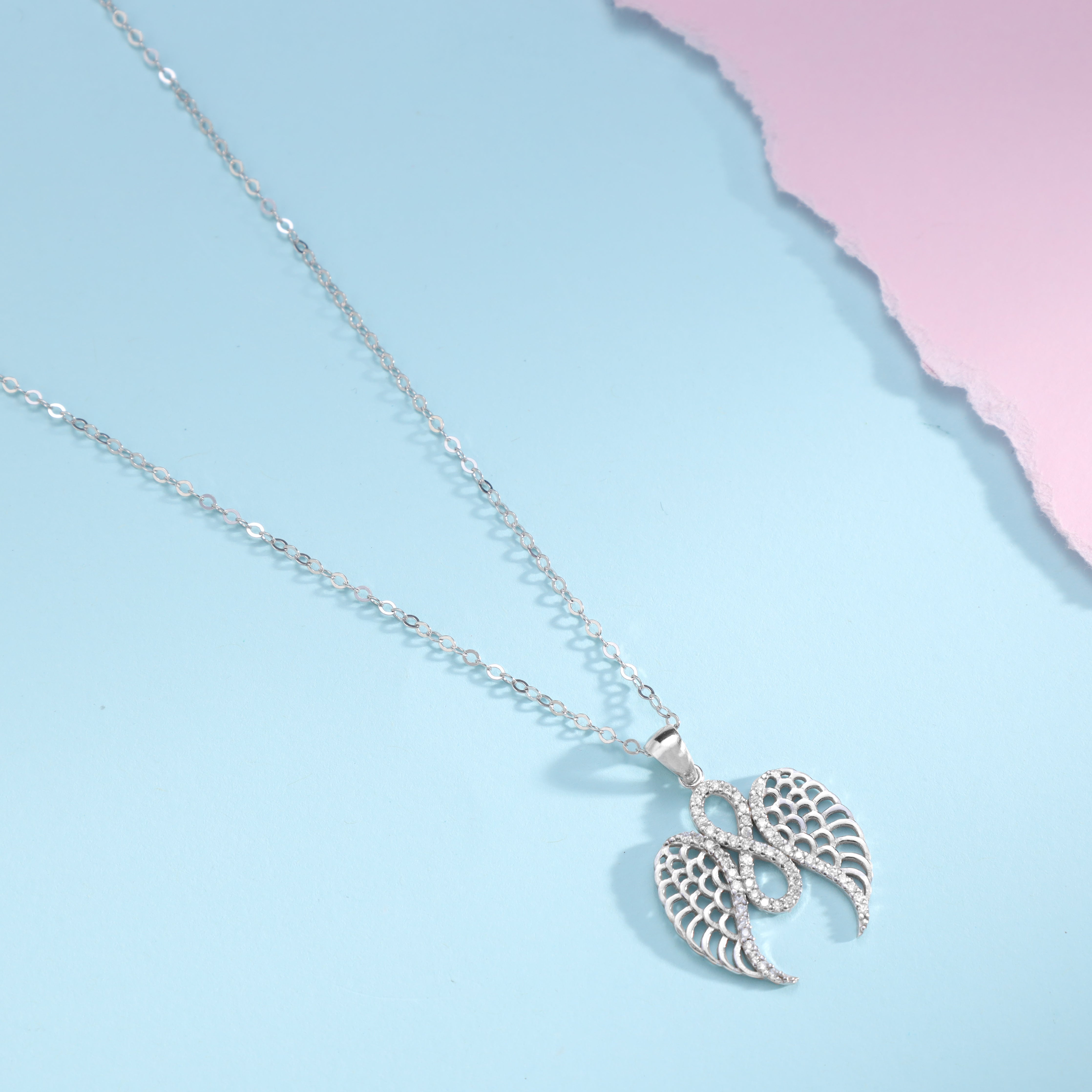 Damen Ankerkette mit Flügel Anhänger aus 925 Silber