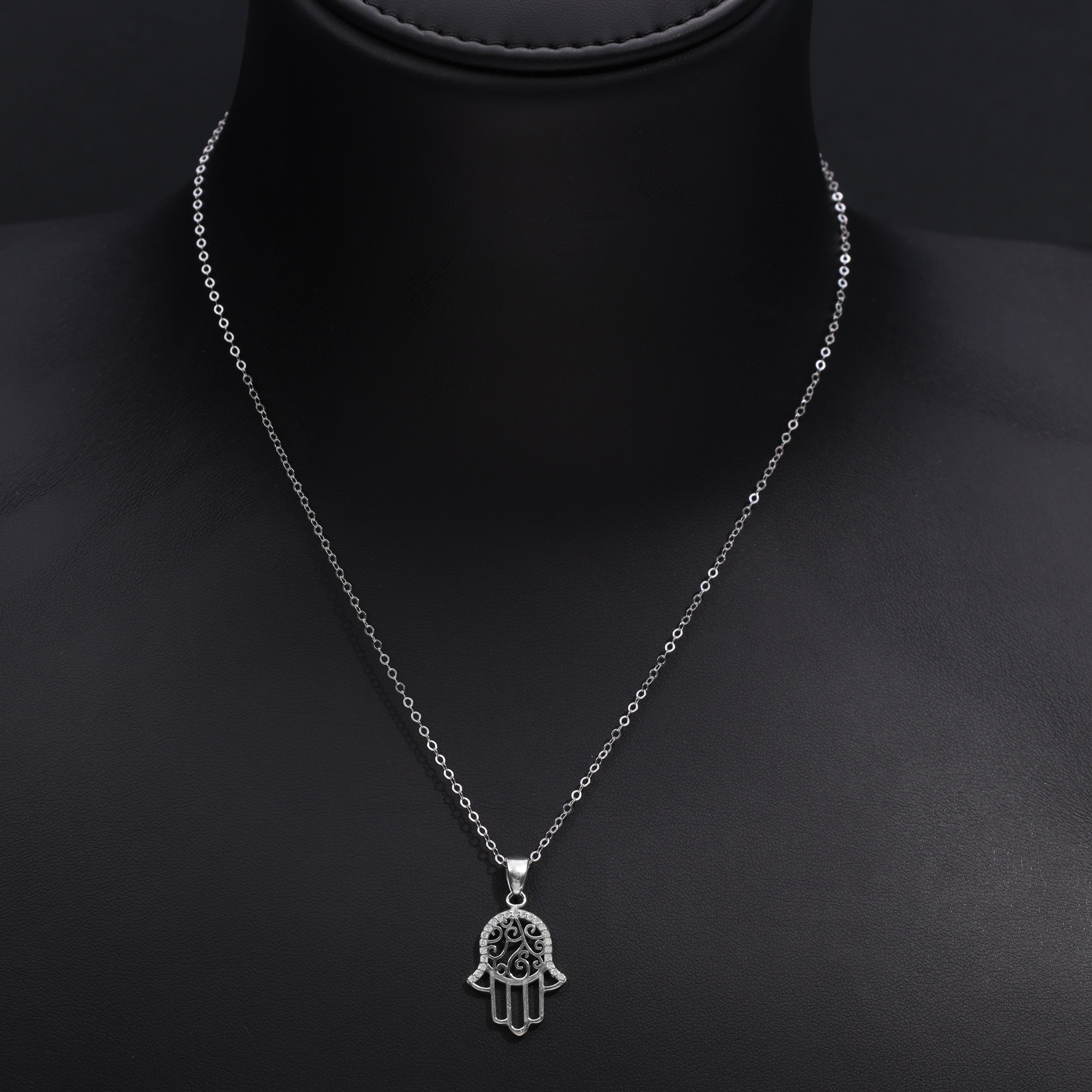 Damen Ankerkette mit Hamsa Hand der Fatima Anhänger aus 925 Sterling Silber - Taipan Schmuck
