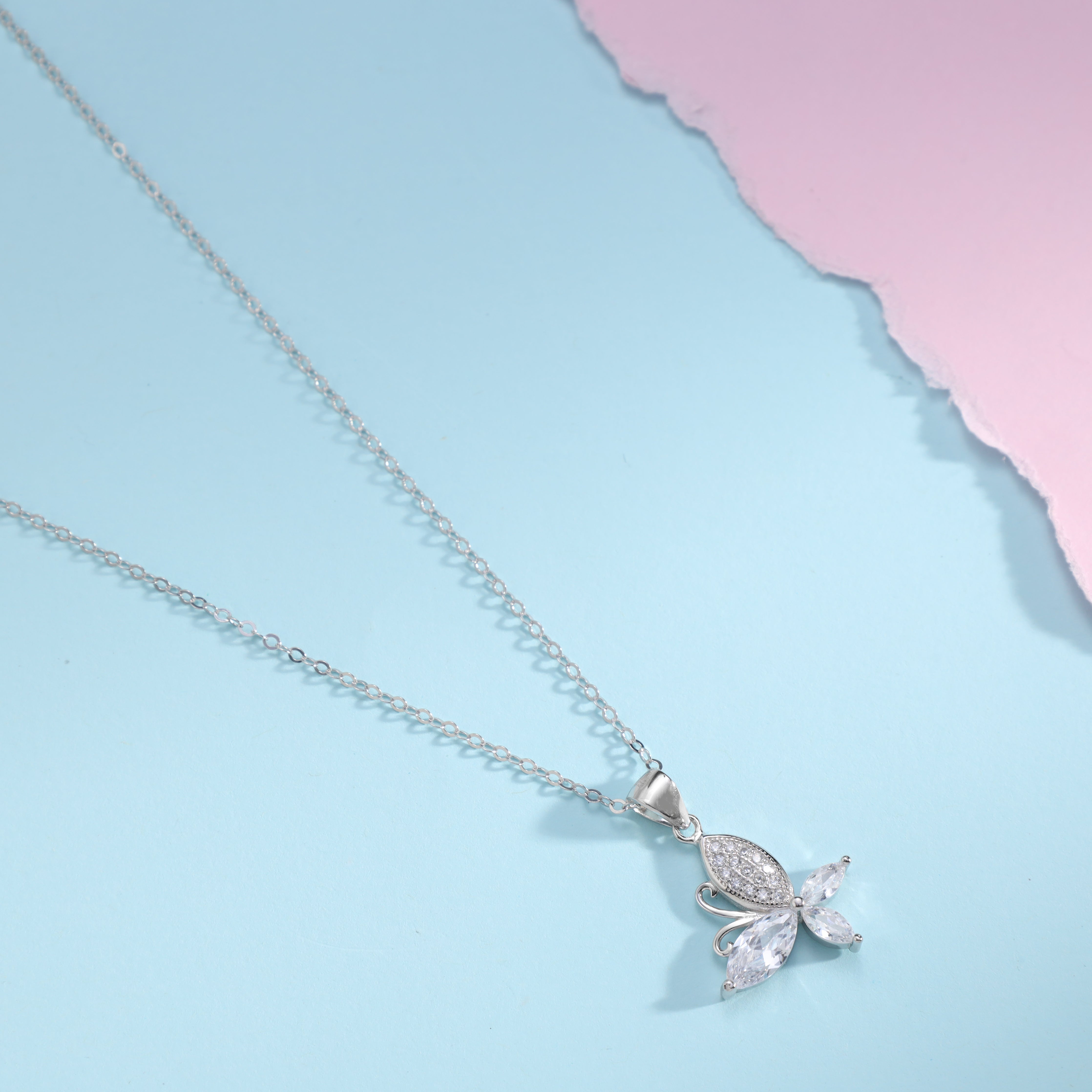 Damen Ankerkette mit Schmetterling Anhänger aus 925 Sterling Silber - Taipan Schmuck