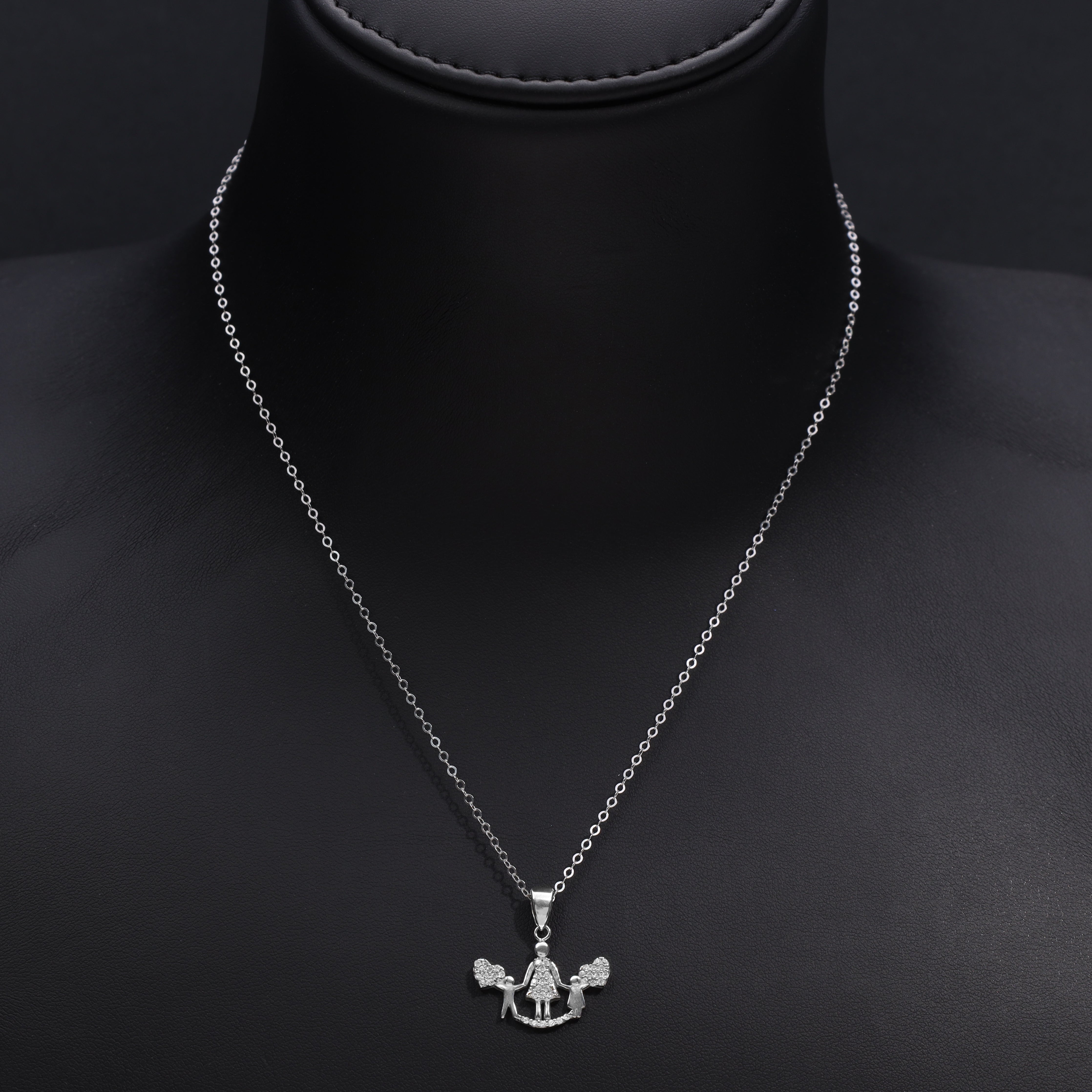 Damen Ankerkette mit Familie Motiv Anhänger aus 925 Sterling Silber