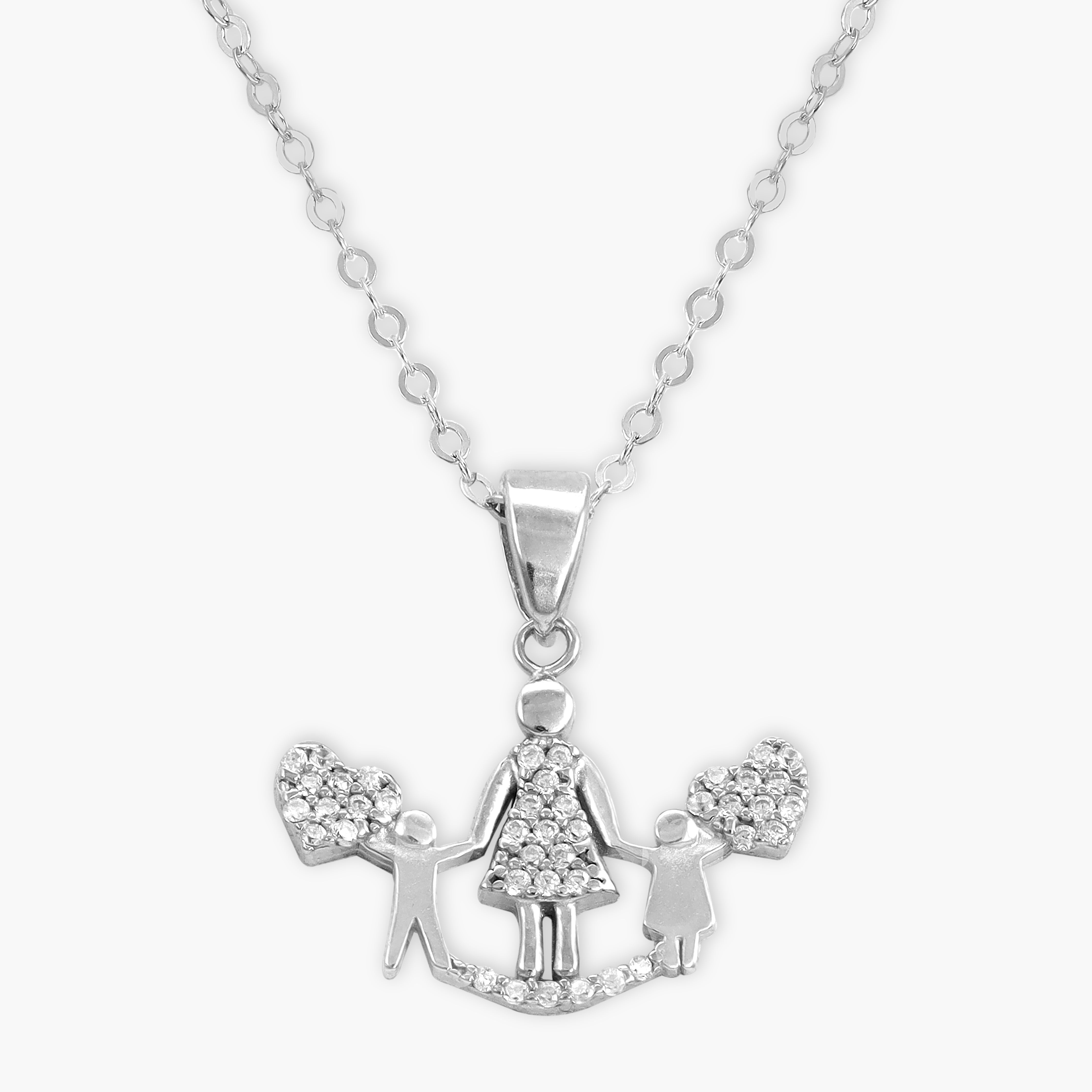 Damen Ankerkette mit Familie Motiv Anhänger aus 925 Sterling Silber