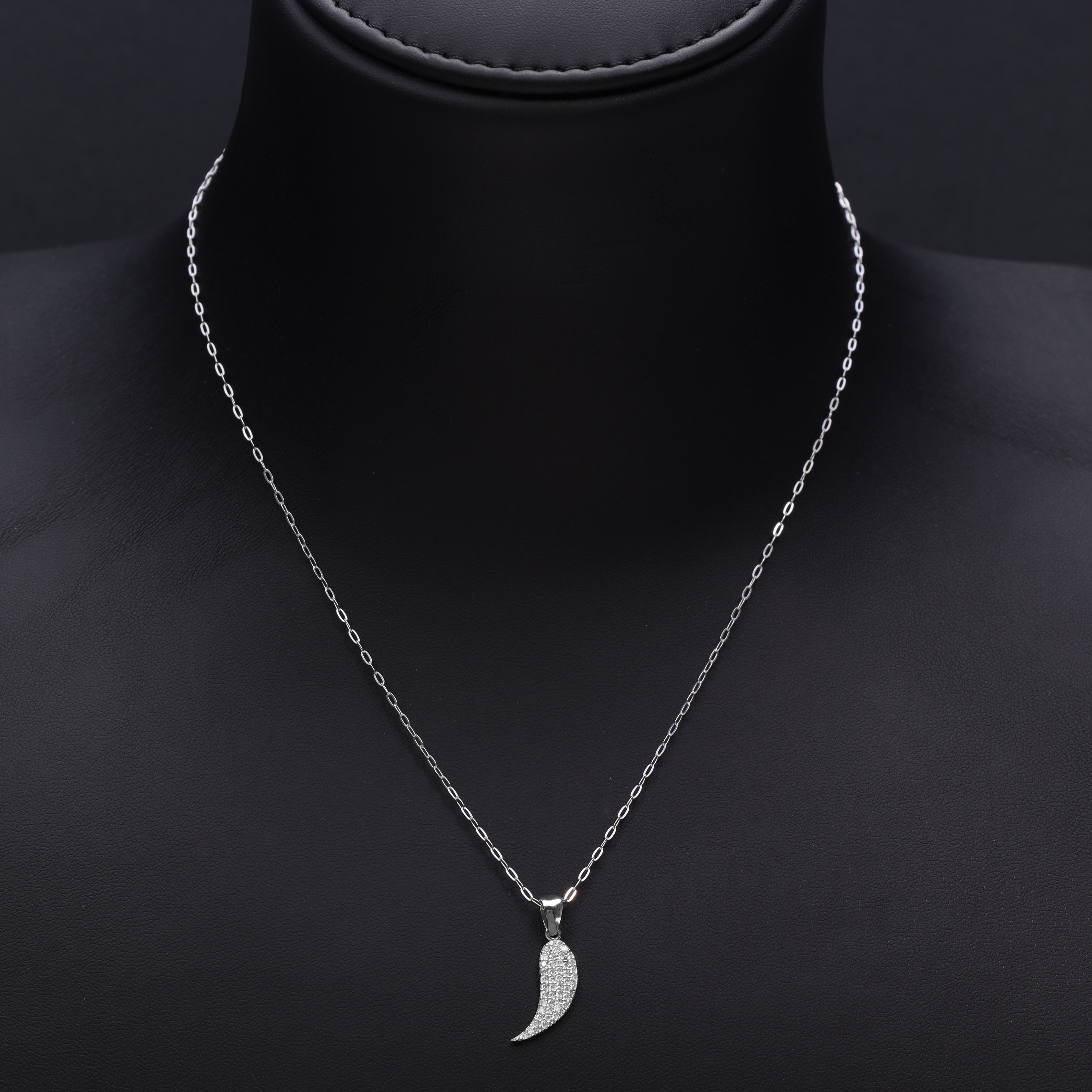 Damen Ankerkette mit Glitzer Flügel Anhänger aus 925 Sterling Silber