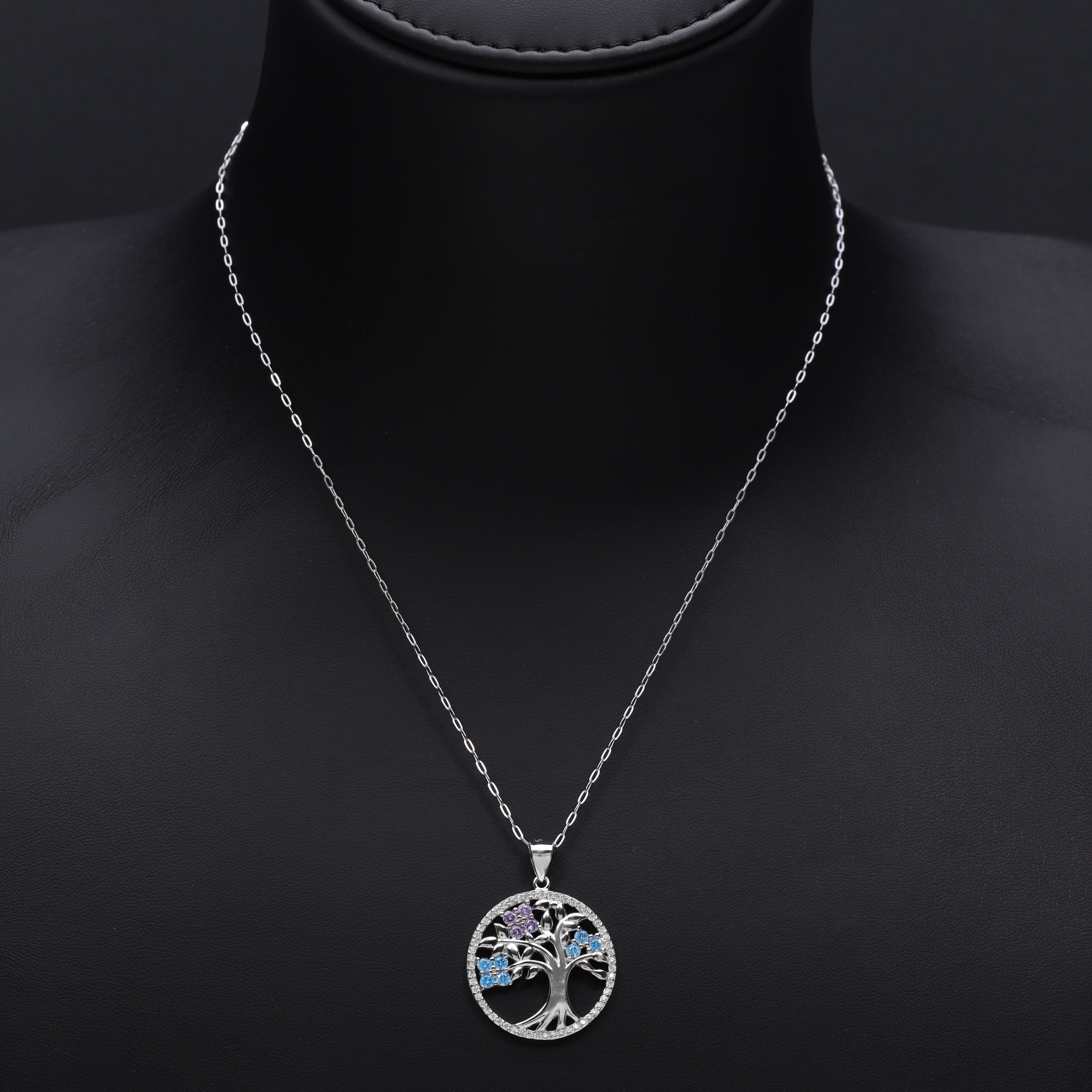Damen Ankerkette mit Baum des Lebens Anhänger aus 925 Sterling Silber