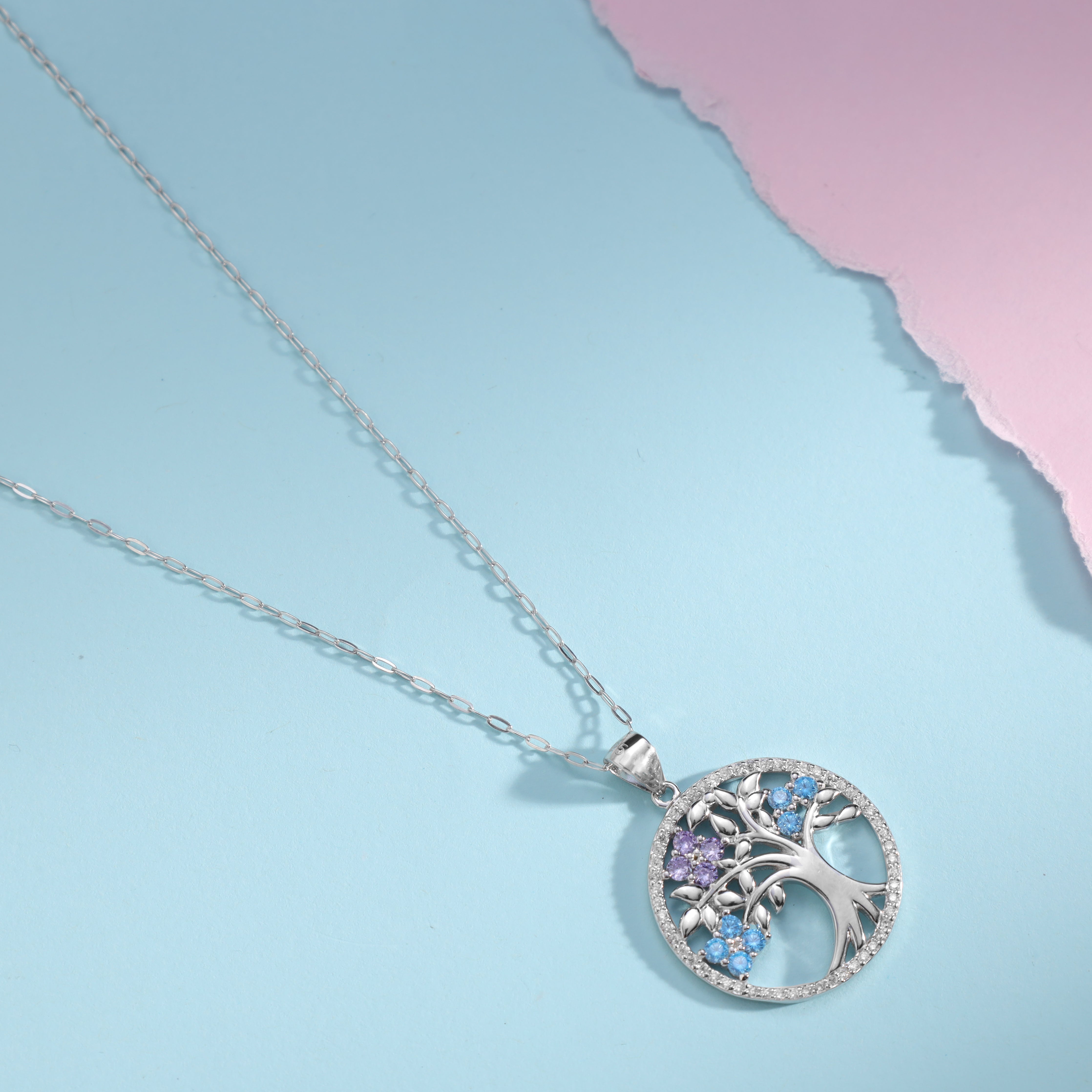 Damen Ankerkette mit Baum des Lebens Anhänger aus 925 Sterling Silber