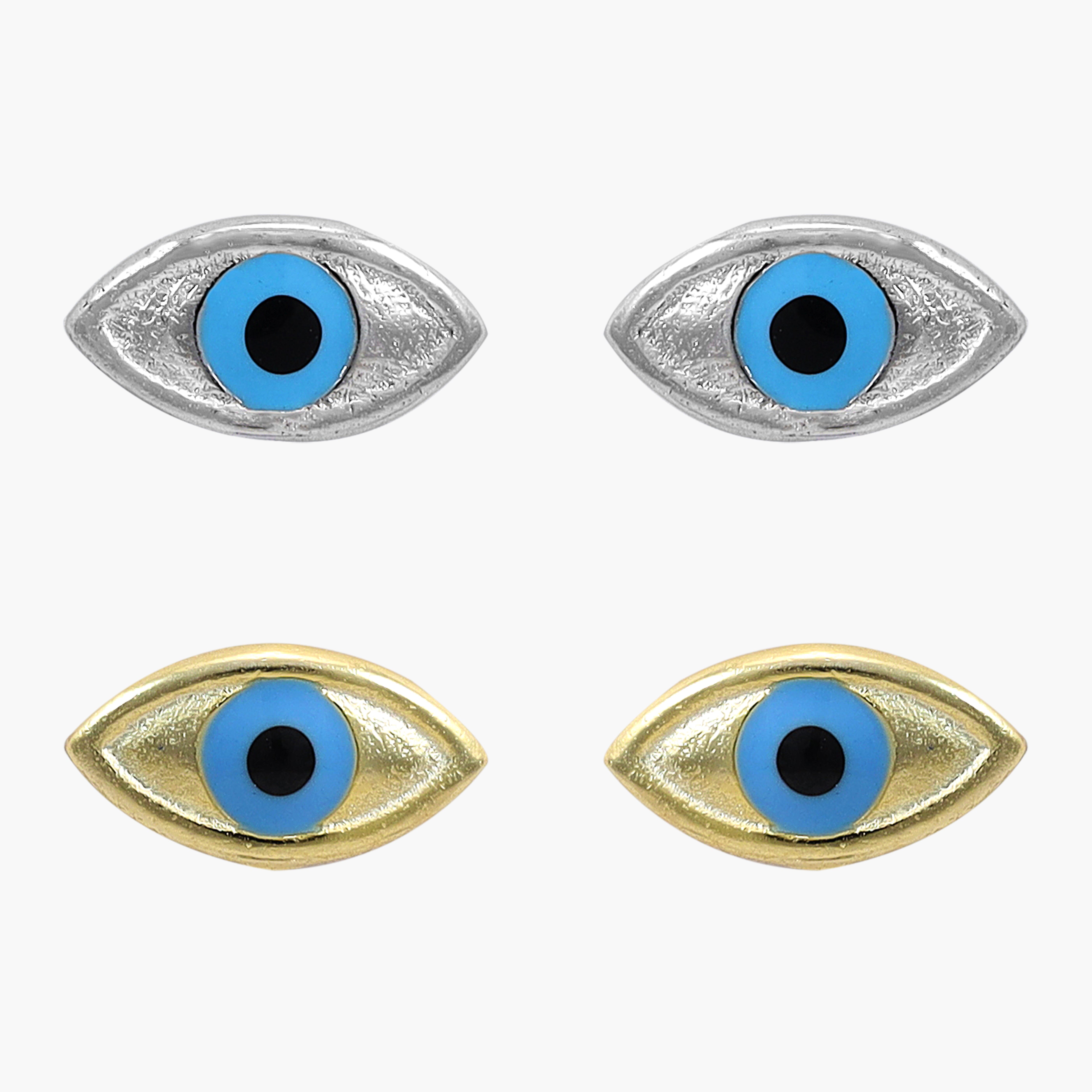 Damen 2er Set Nazar Evil Eye Ohrringe aus 925 Sterlingsilber 18K Vergoldet