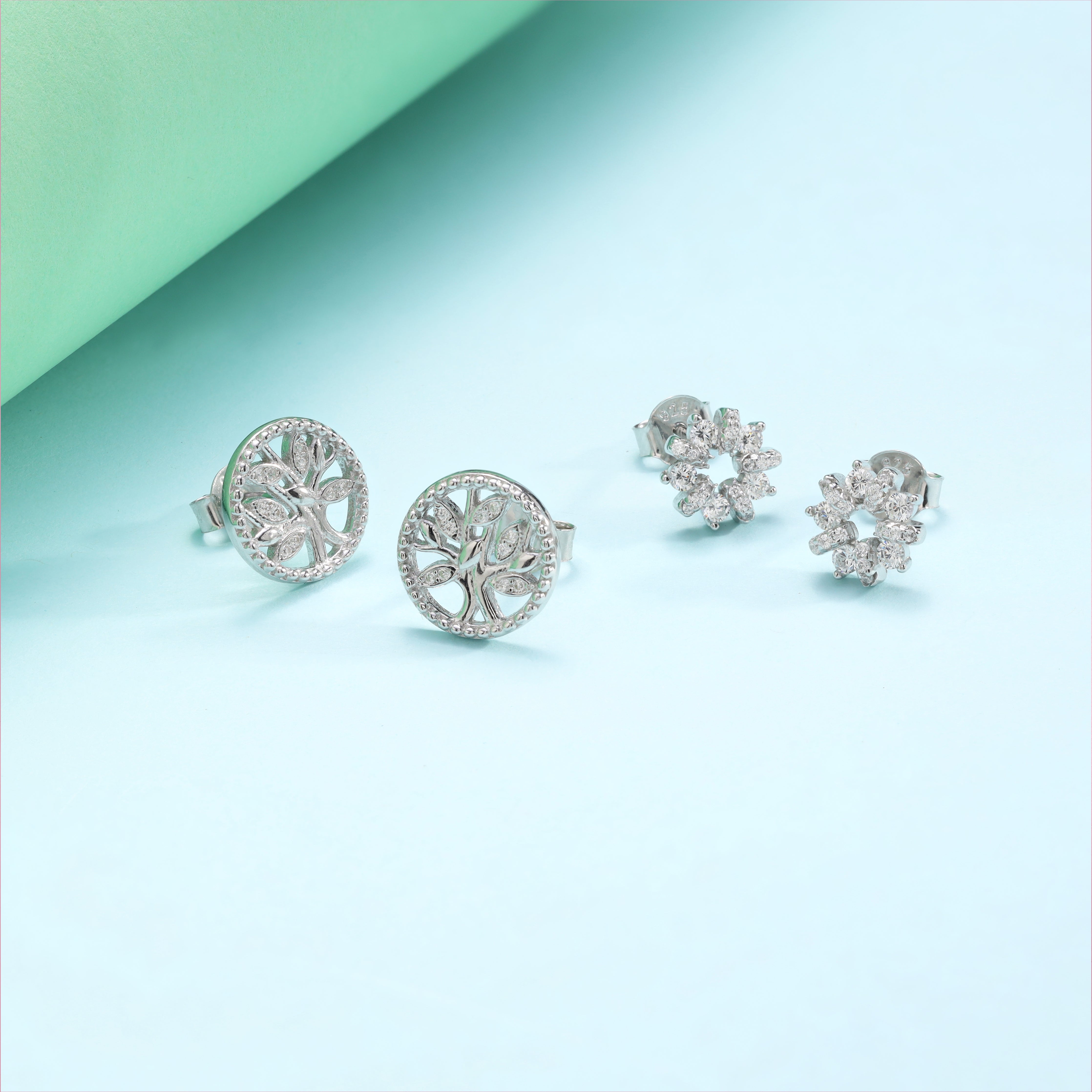 Damen 2er Set Ohrringe Baum des Lebens aus 925 Sterlingsilber - Taipan Schmuck