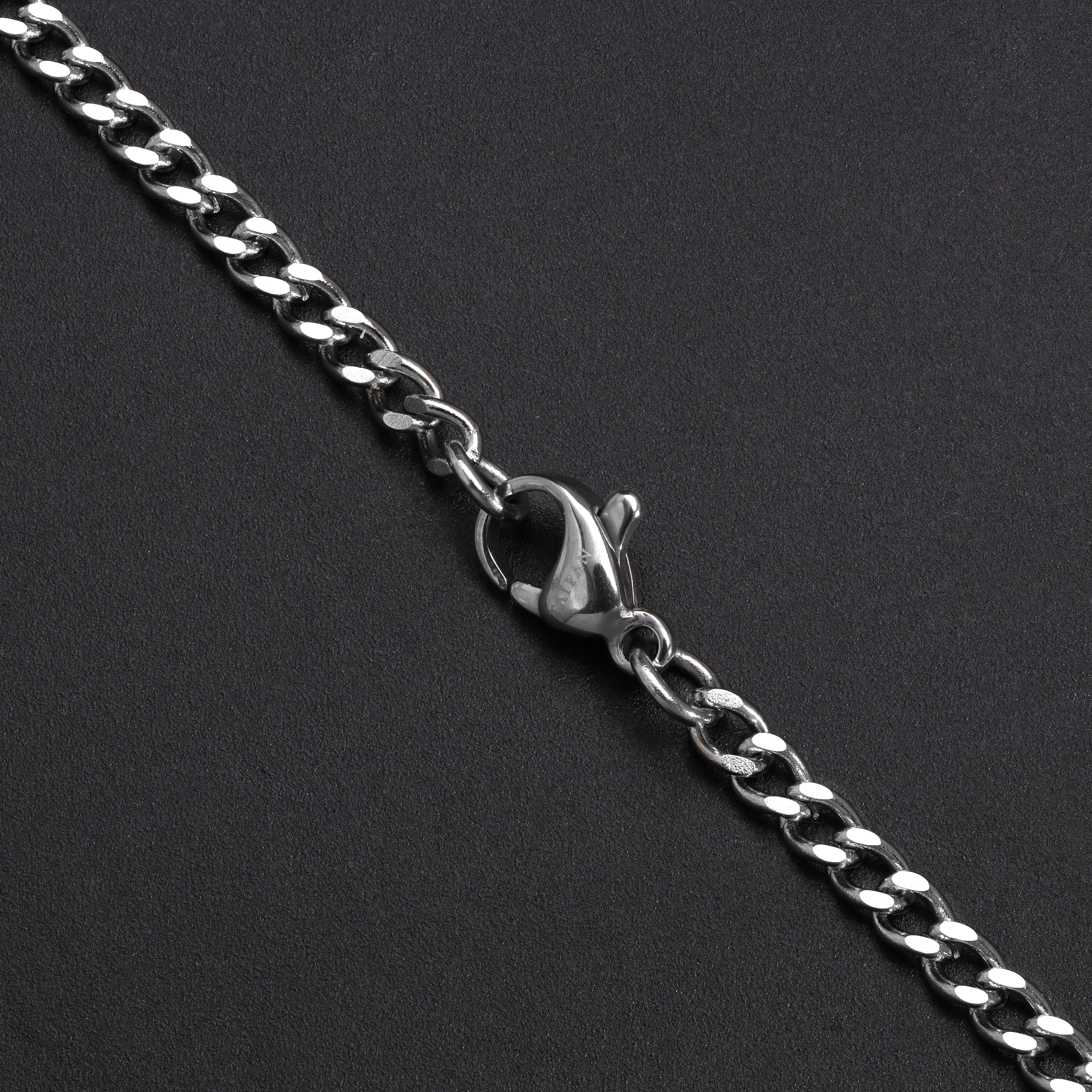 SET Kordelkette + Panzerkette mit Iced out stil Kreuz Anhänger aus Edelstahl - Taipan Schmuck