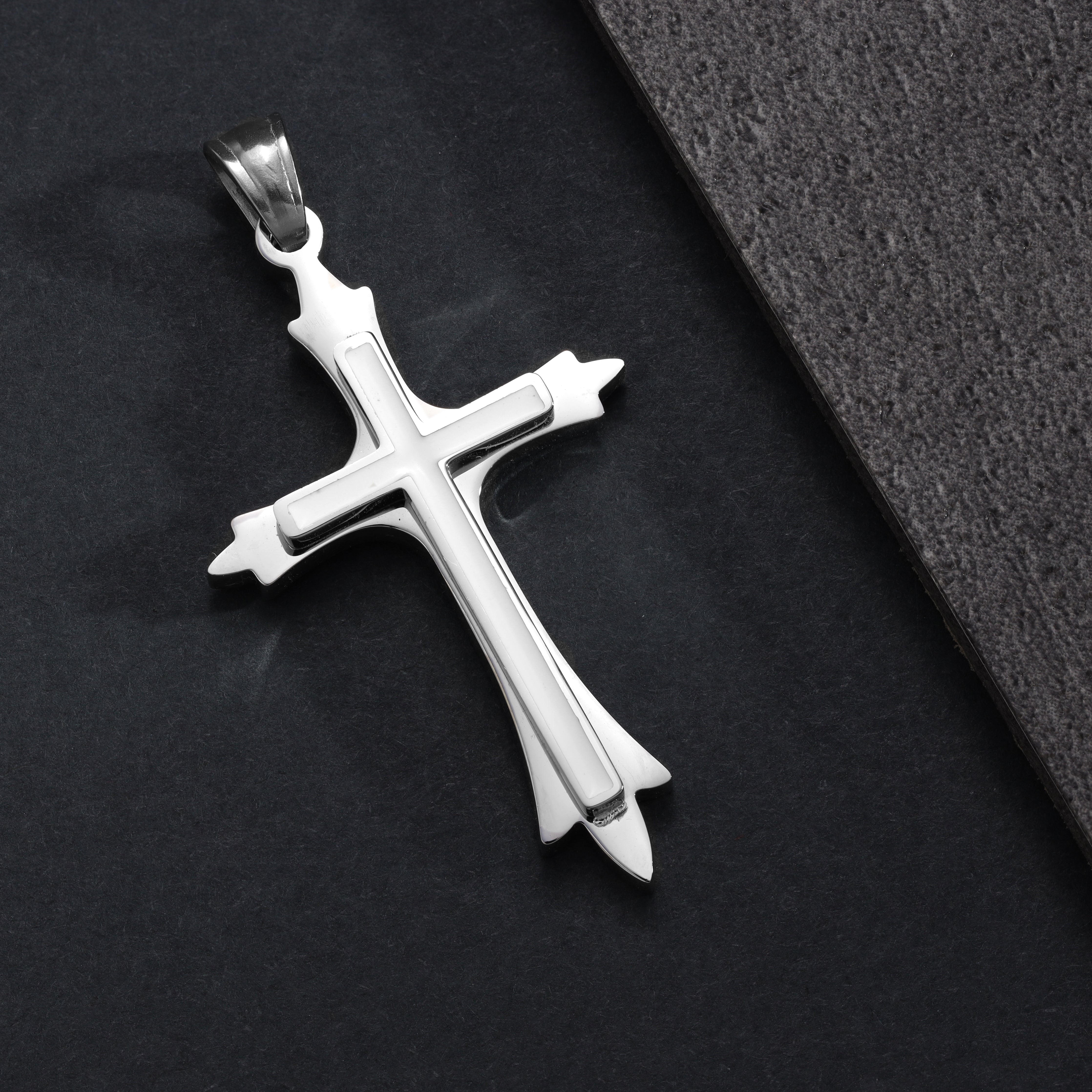 SET Kordelkette + Panzerkette mit Kreuz Anhänger aus Edelstahl - Taipan Schmuck