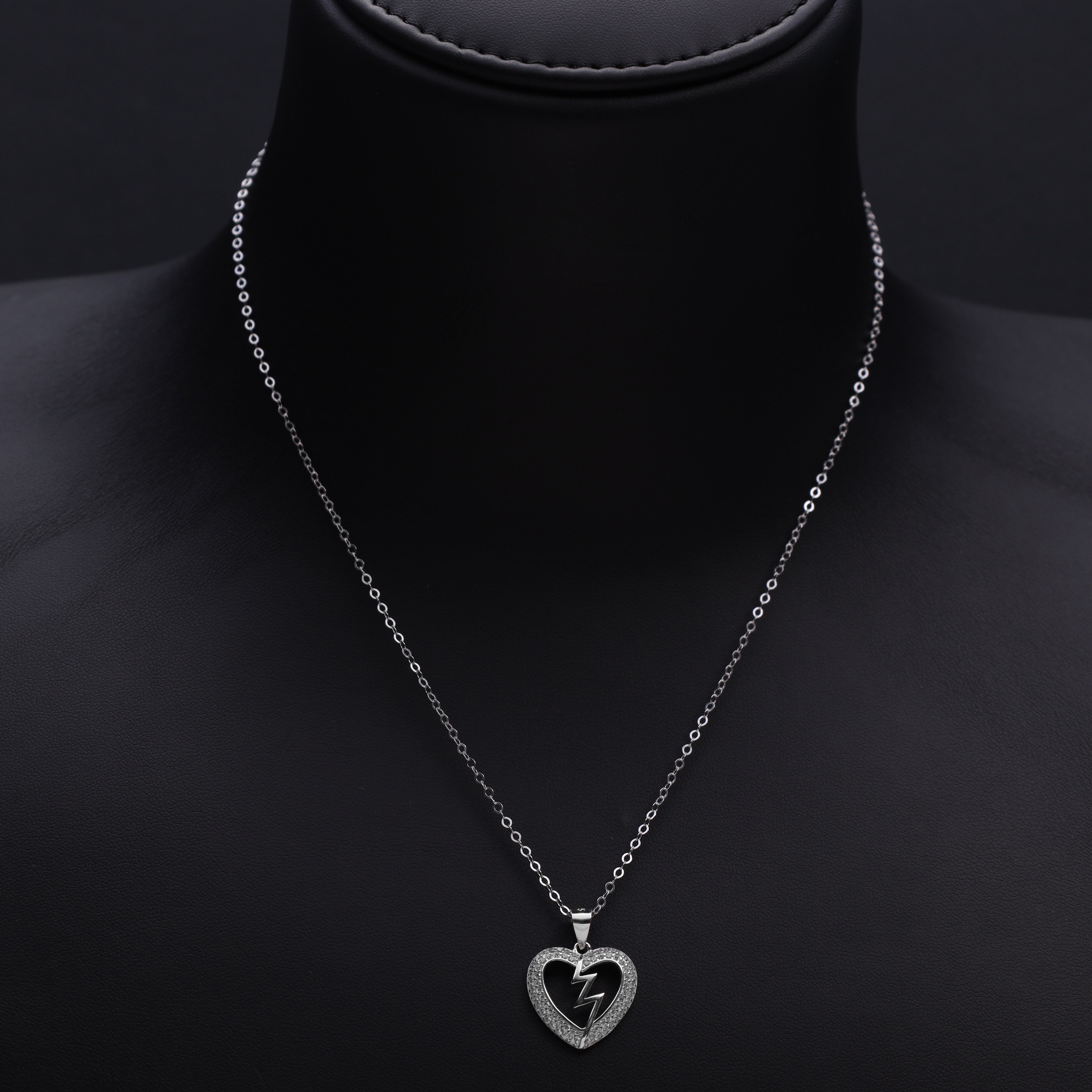 Damen Ankerkette mit Herz & Blitz Anhänger aus 925 Silber - Taipan Schmuck