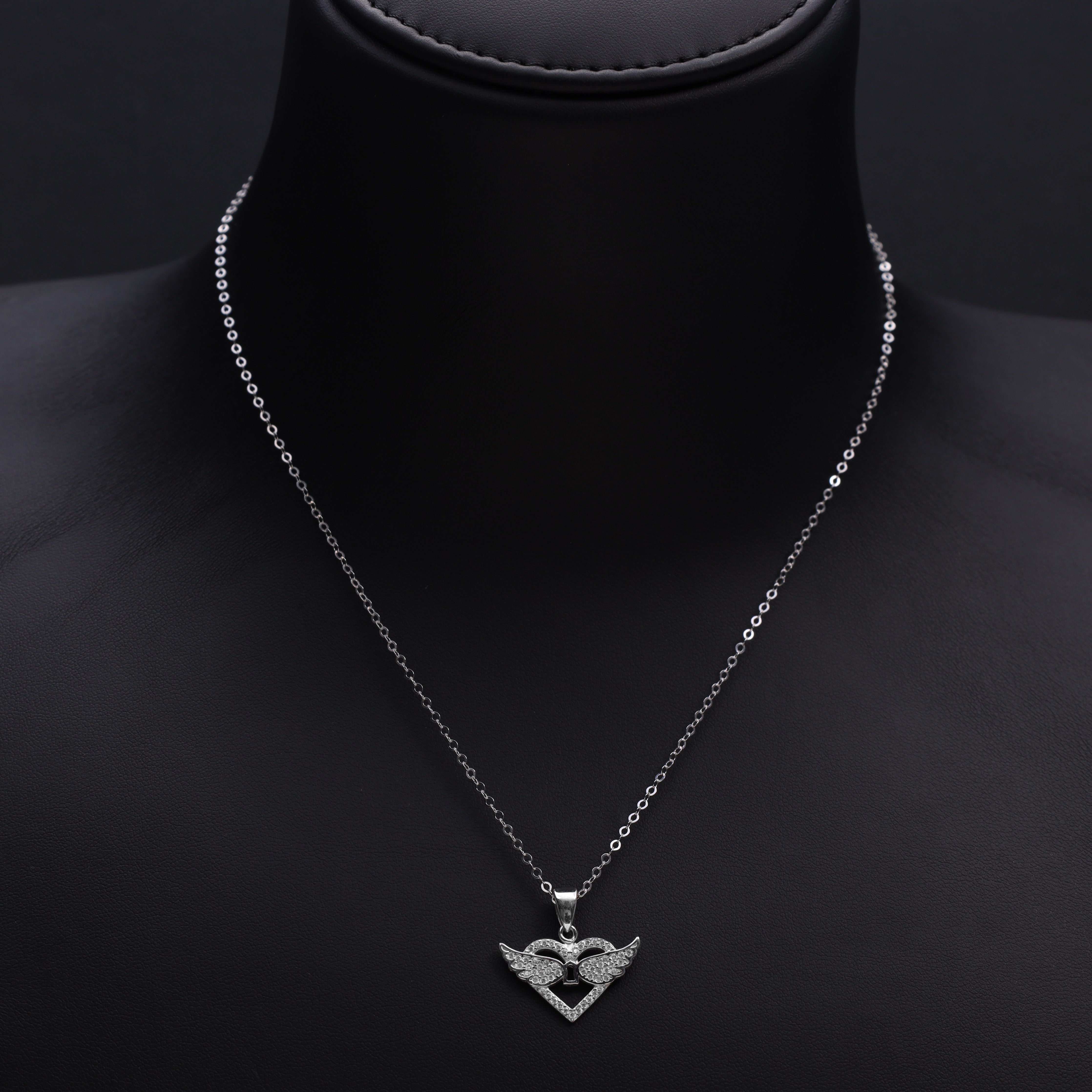 Damen Ankerkette mit Herz & Flügel Anhänger aus 925 Silber - Taipan Schmuck