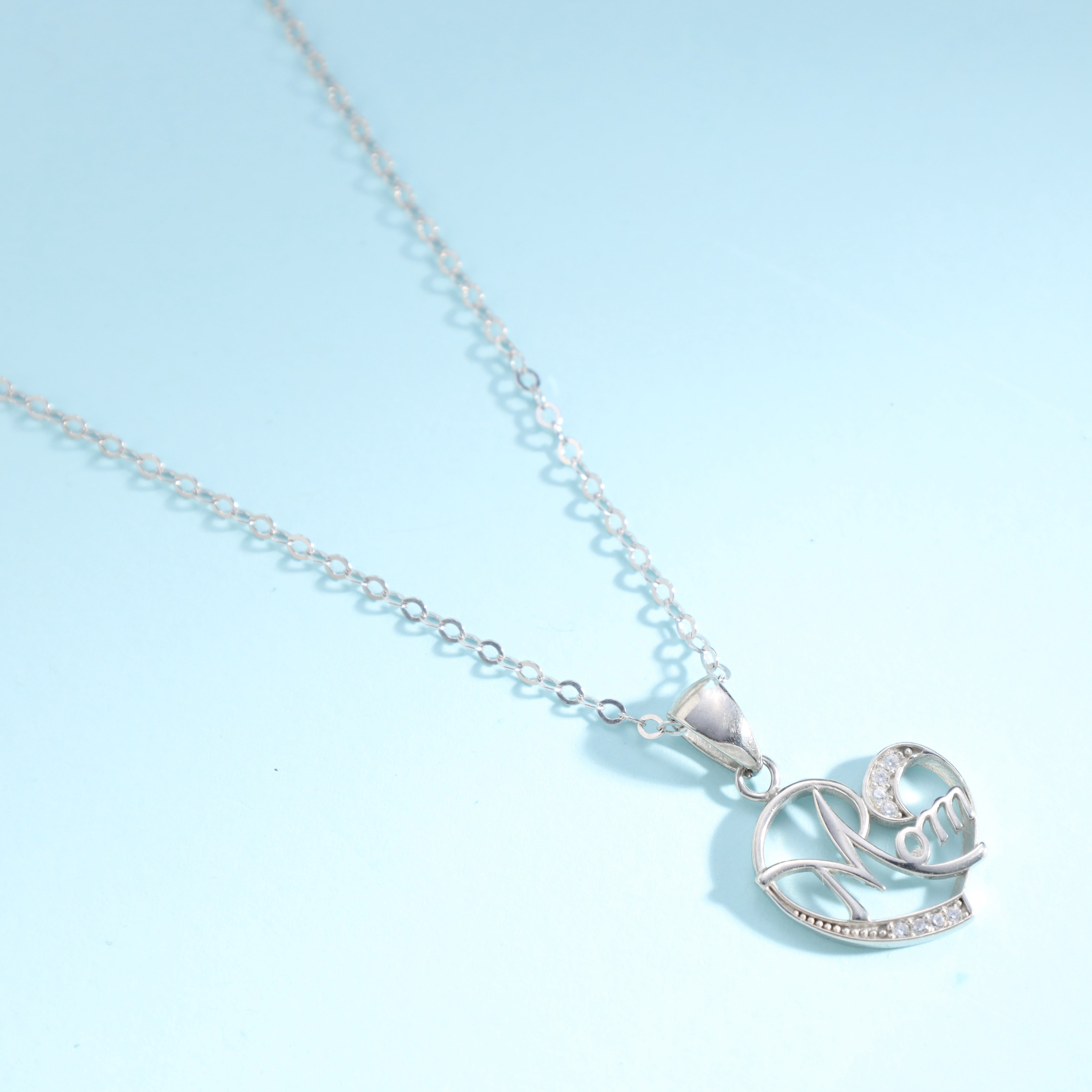 Damen Ankerkette Herz und Mom Anhänger aus 925 Silber - Taipan Schmuck