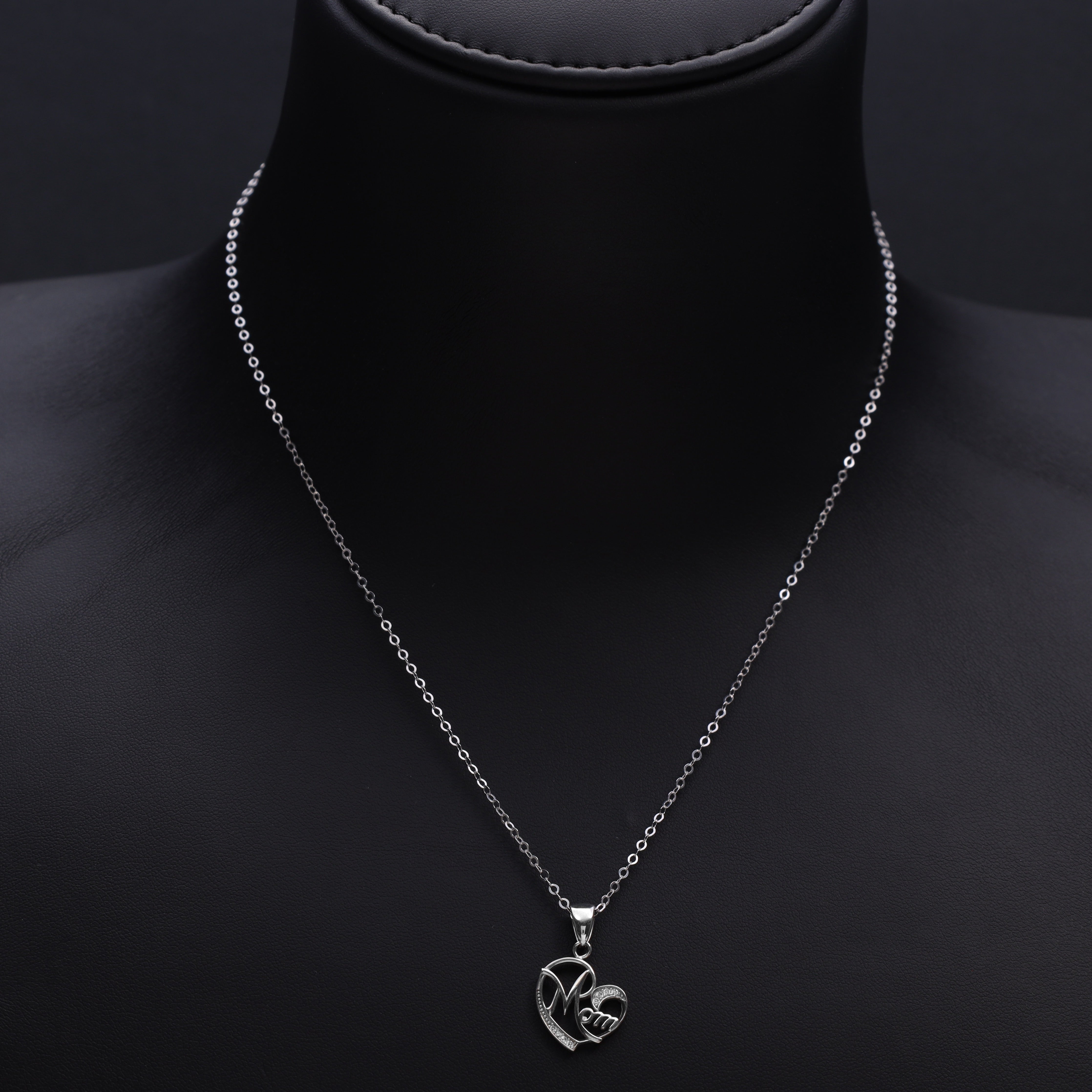 Damen Ankerkette Herz und Mom Anhänger aus 925 Silber - Taipan Schmuck