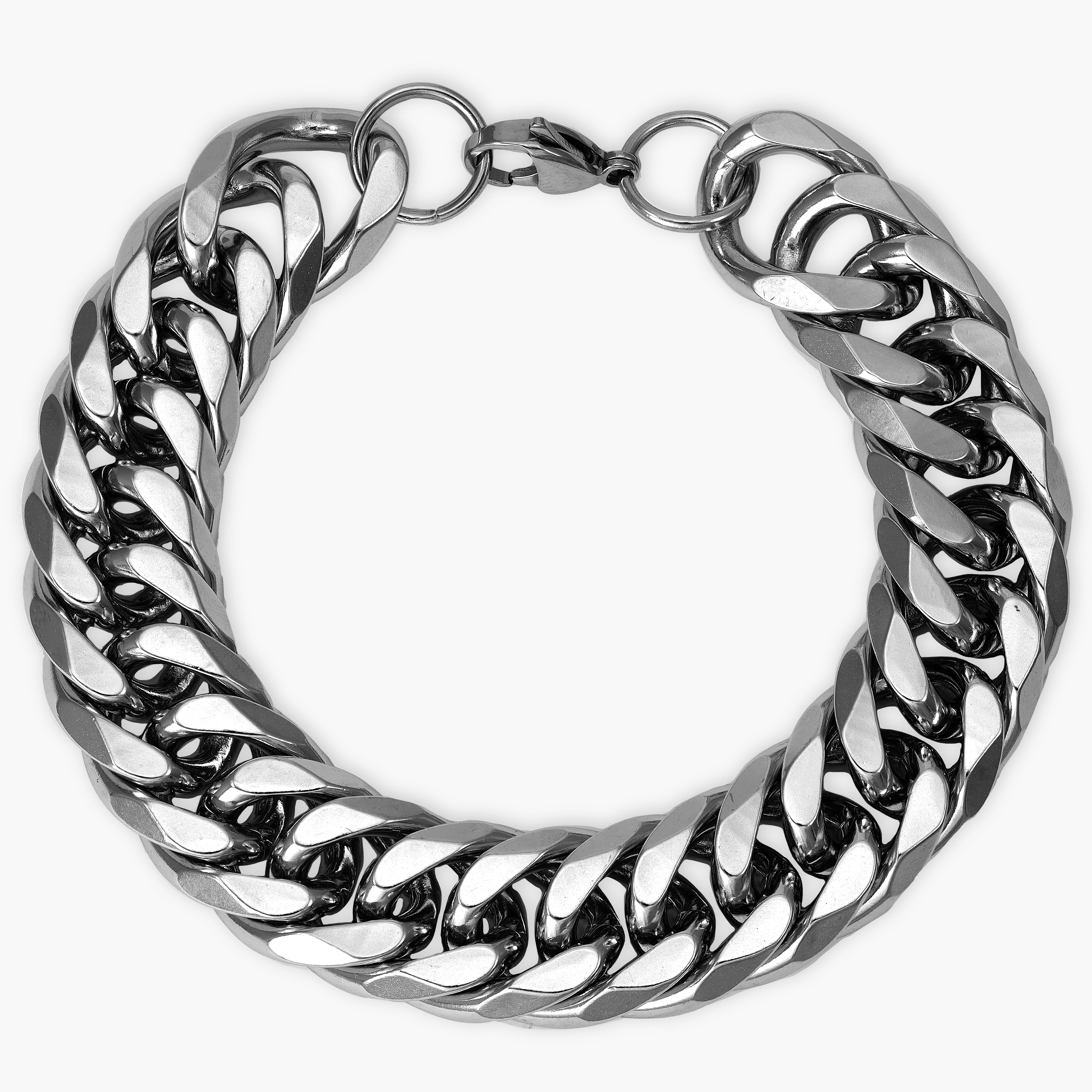 Massive 16mm Doppel Panzerkette Armband aus Edelstahl