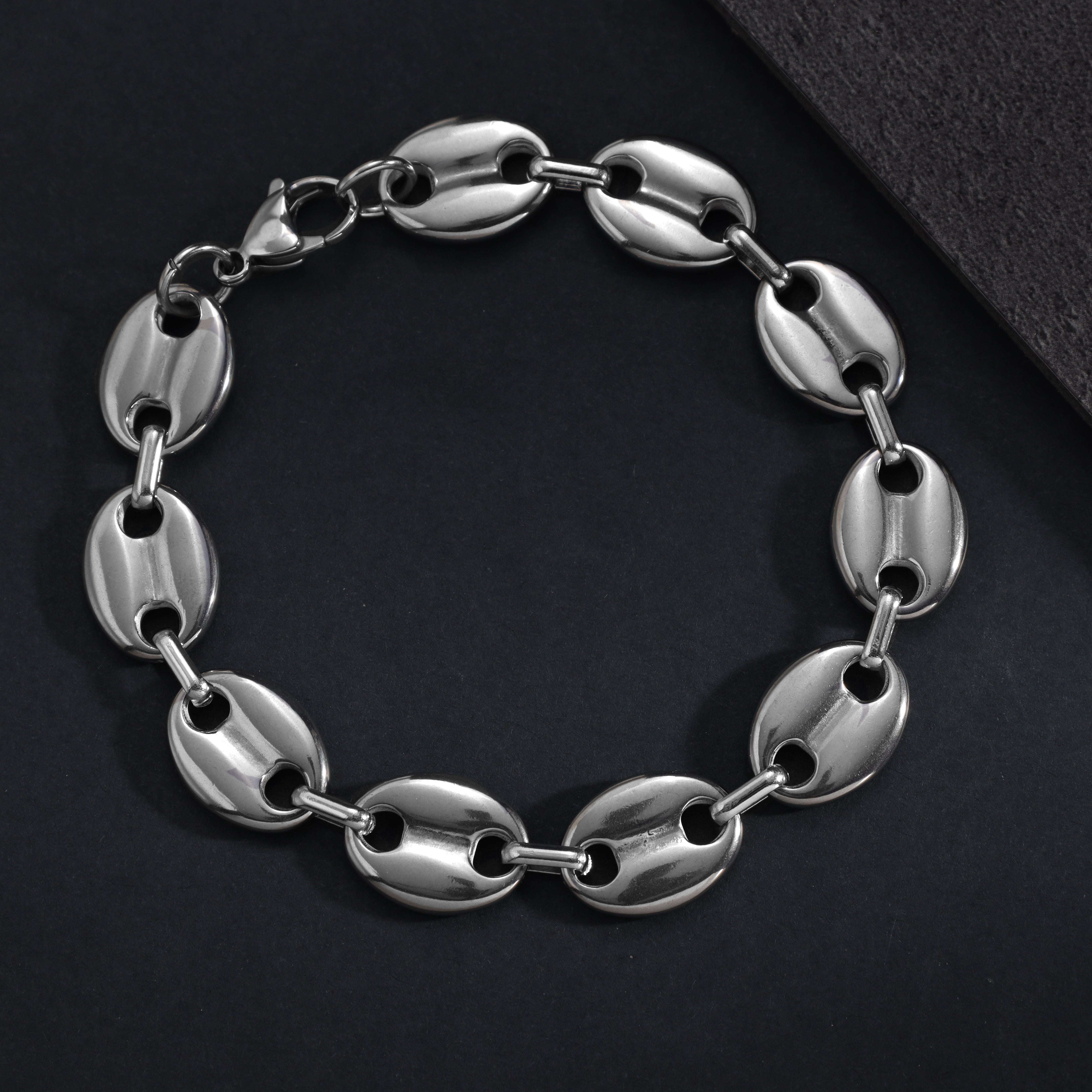 12mm Bohnenkette Armband aus Edelstahl - Taipan Schmuck