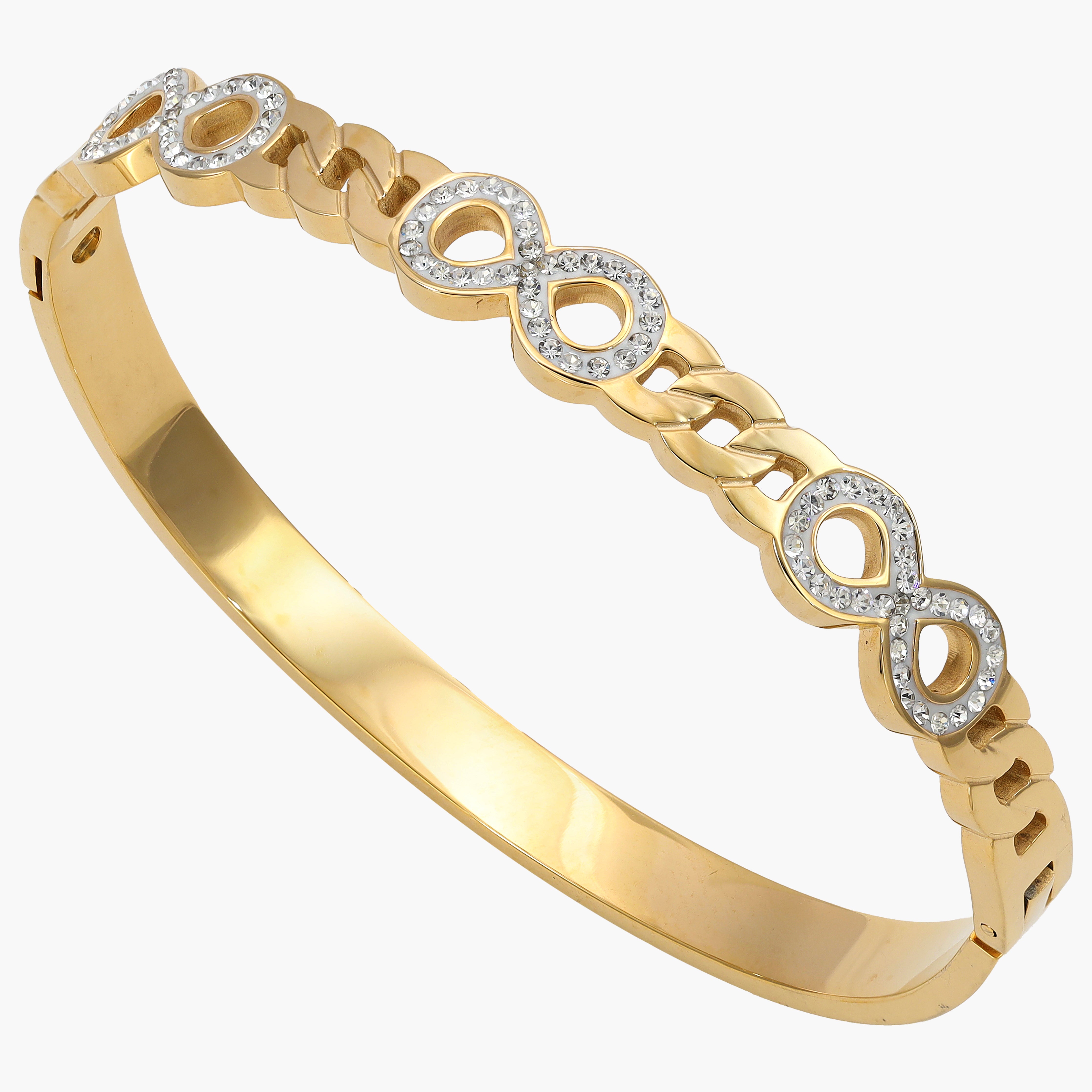 7mm Women's Bracelet Curb Chain Infinity Made of Stainless Steel 18K Gold Plated