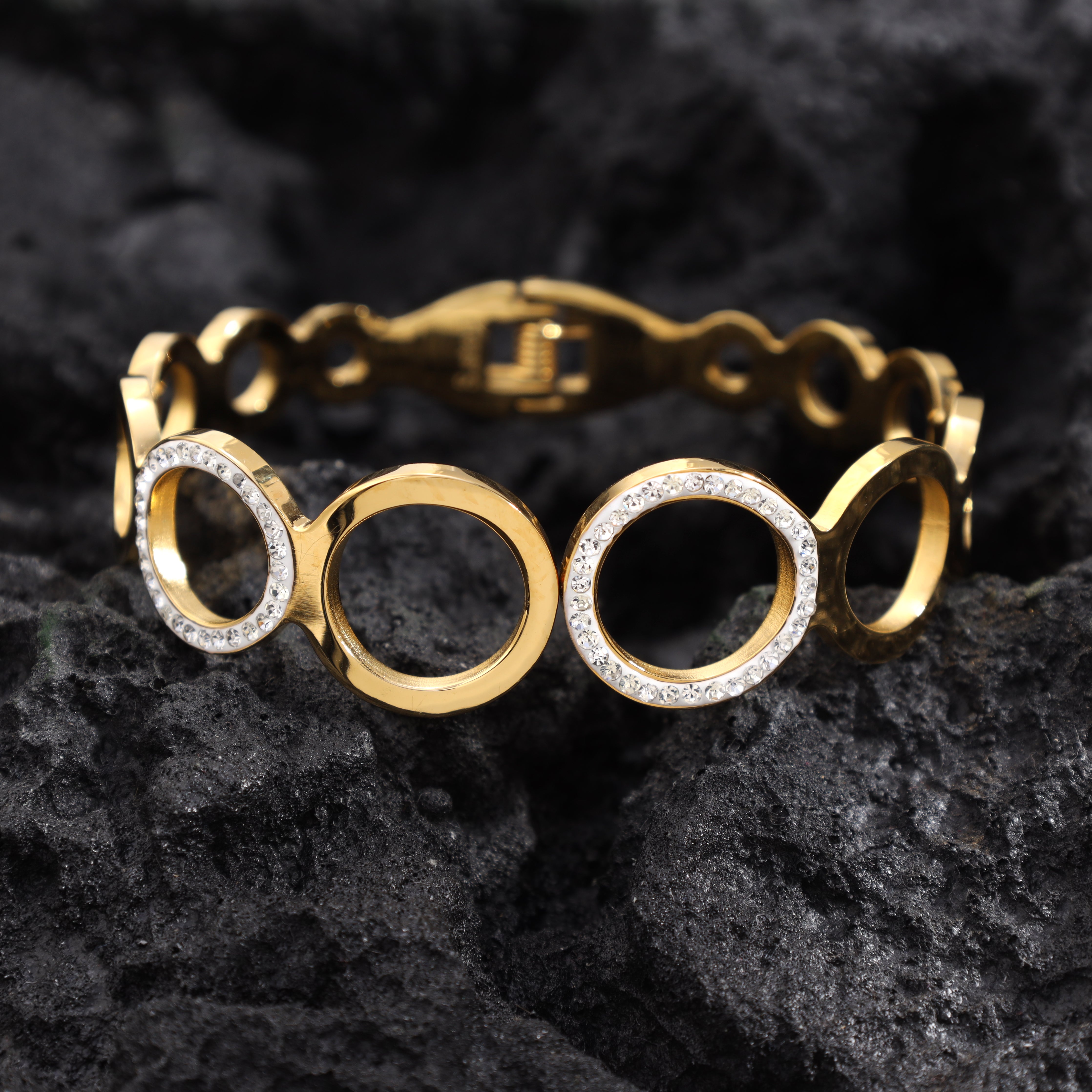 18mm Damen Armreifen Armband aus Edelstahl 18K Vergoldet
