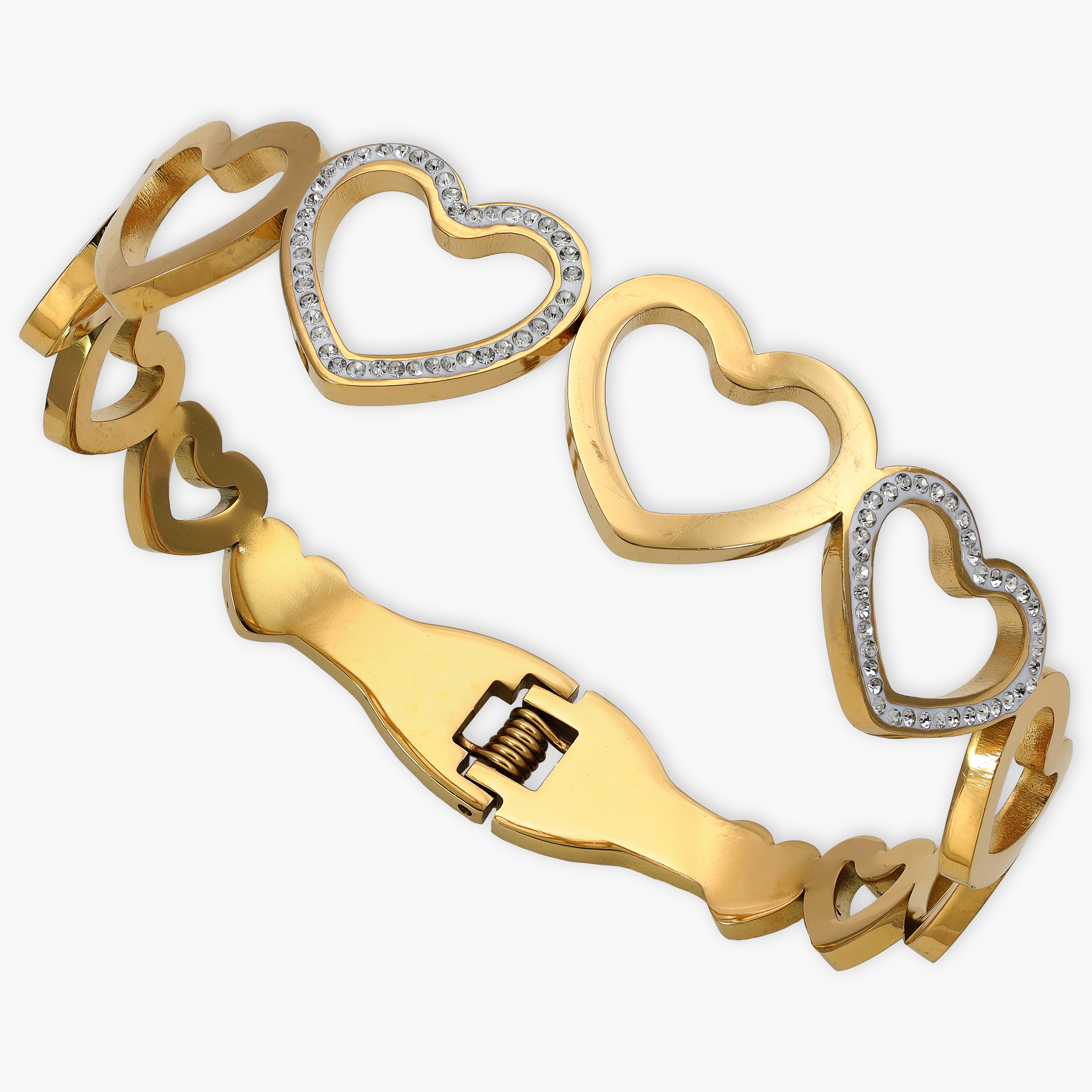 16mm Damen Armreifen Armband Herz aus Edelstahl 18K Vergoldet - Taipan Schmuck