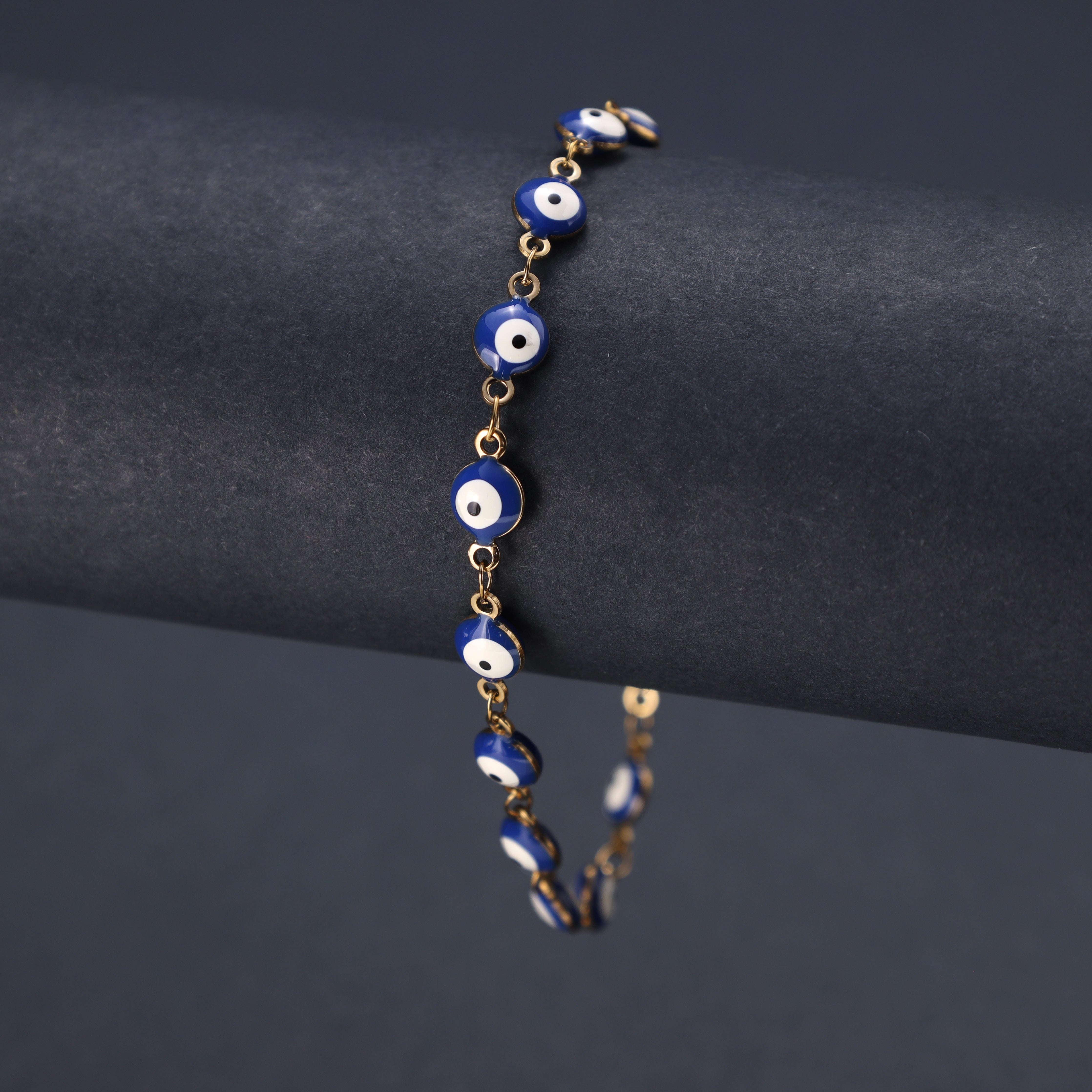 Damen Armband Evil Eye blau aus Edelstahl 18K Vergoldet - Taipan Schmuck