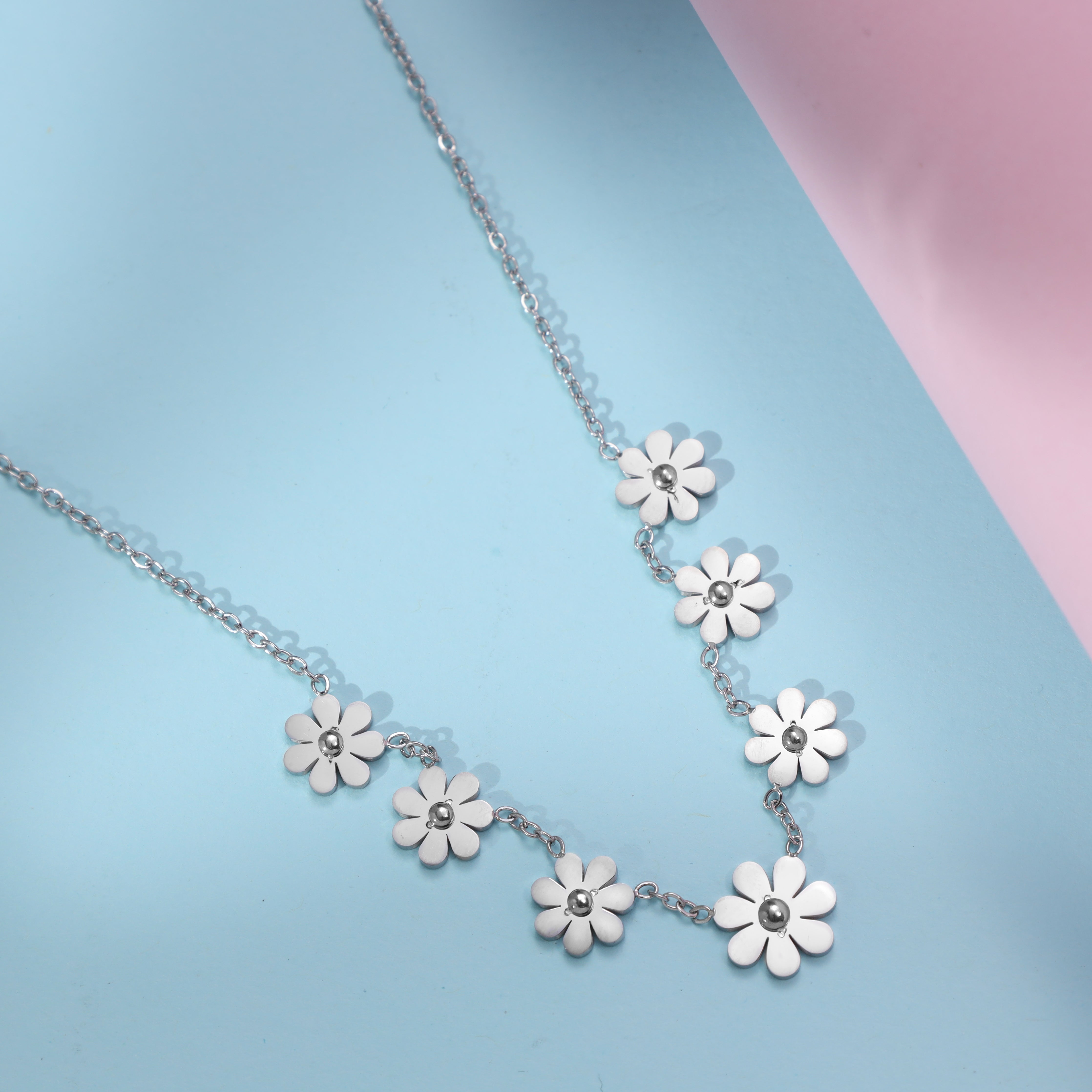 Damen Ankerkette Blumen aus Edelstahl - Taipan Schmuck