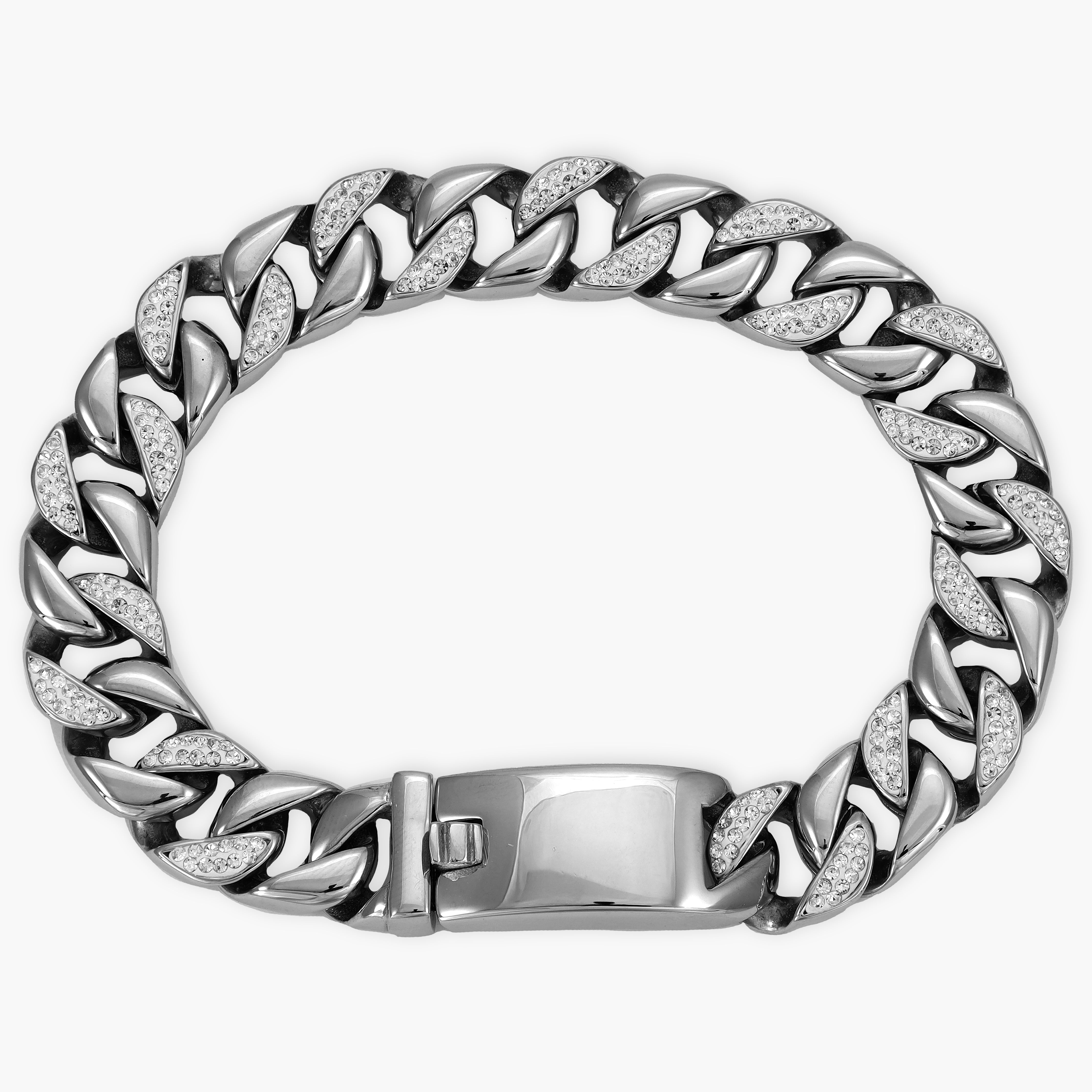 Iced out stil Miami Cuban Link Armband 12mm aus Edelstahl