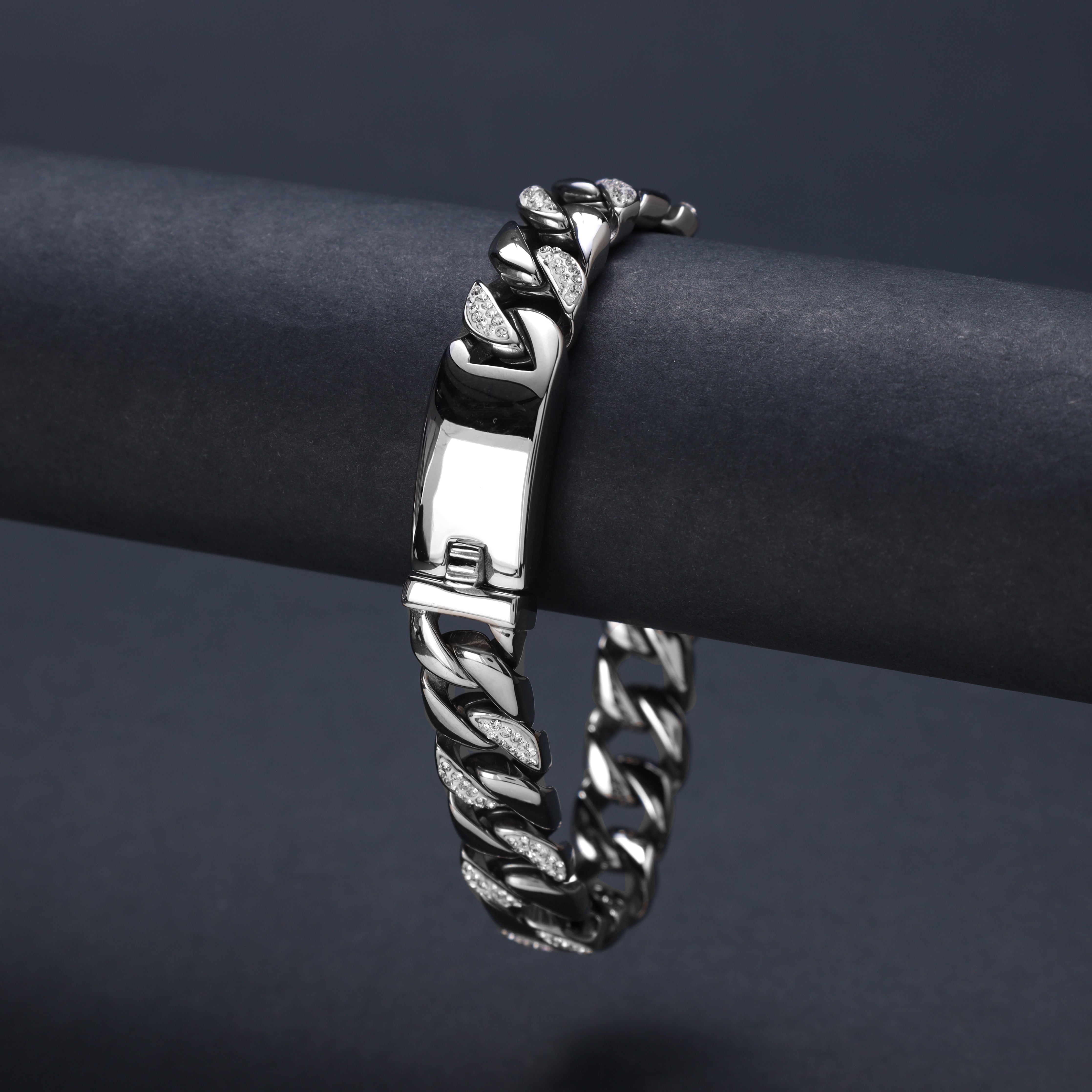 Iced out stil Miami Cuban Link Armband 12mm aus Edelstahl