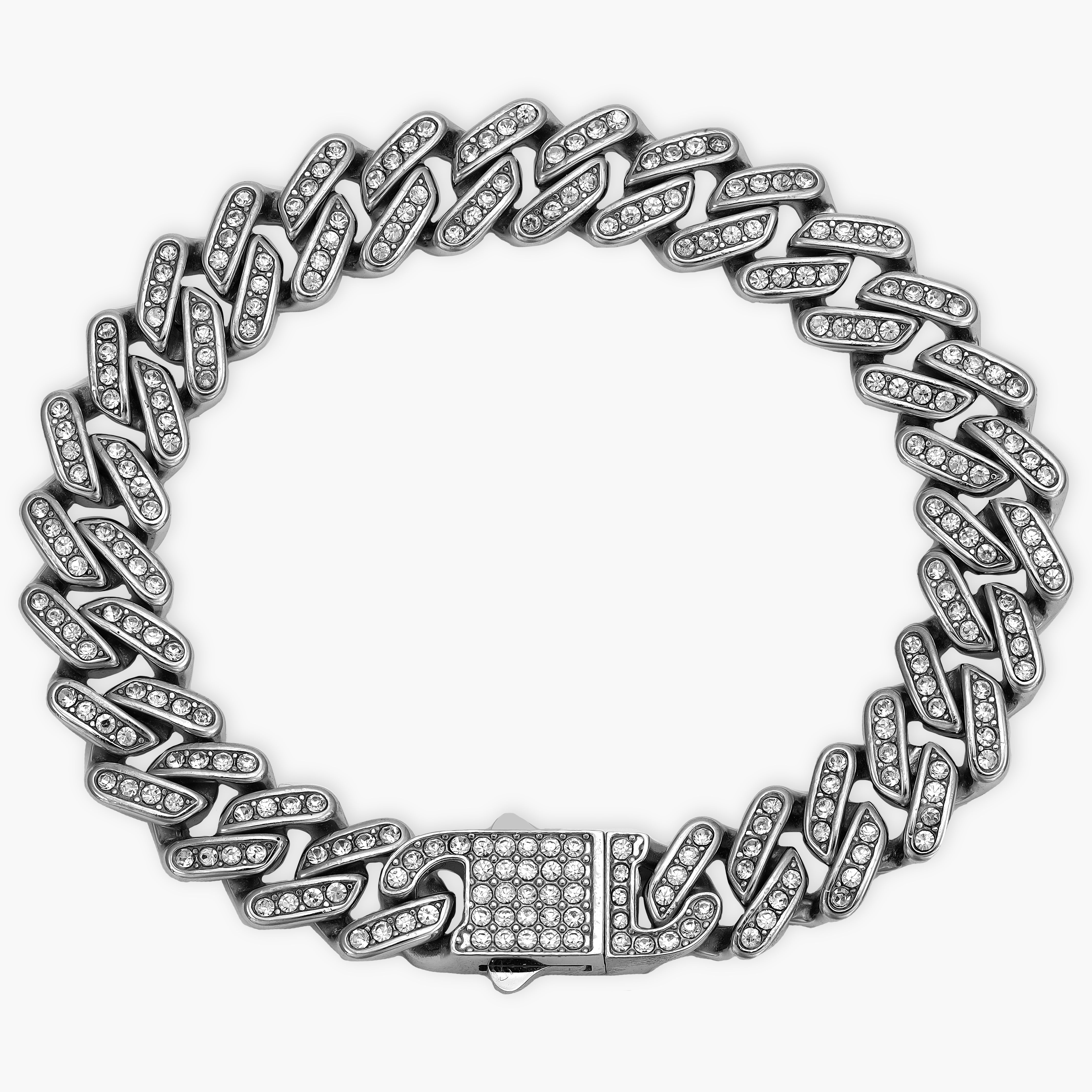 Iced out stil Miami Cuban Link Armband 11mm aus Edelstahl - Taipan Schmuck