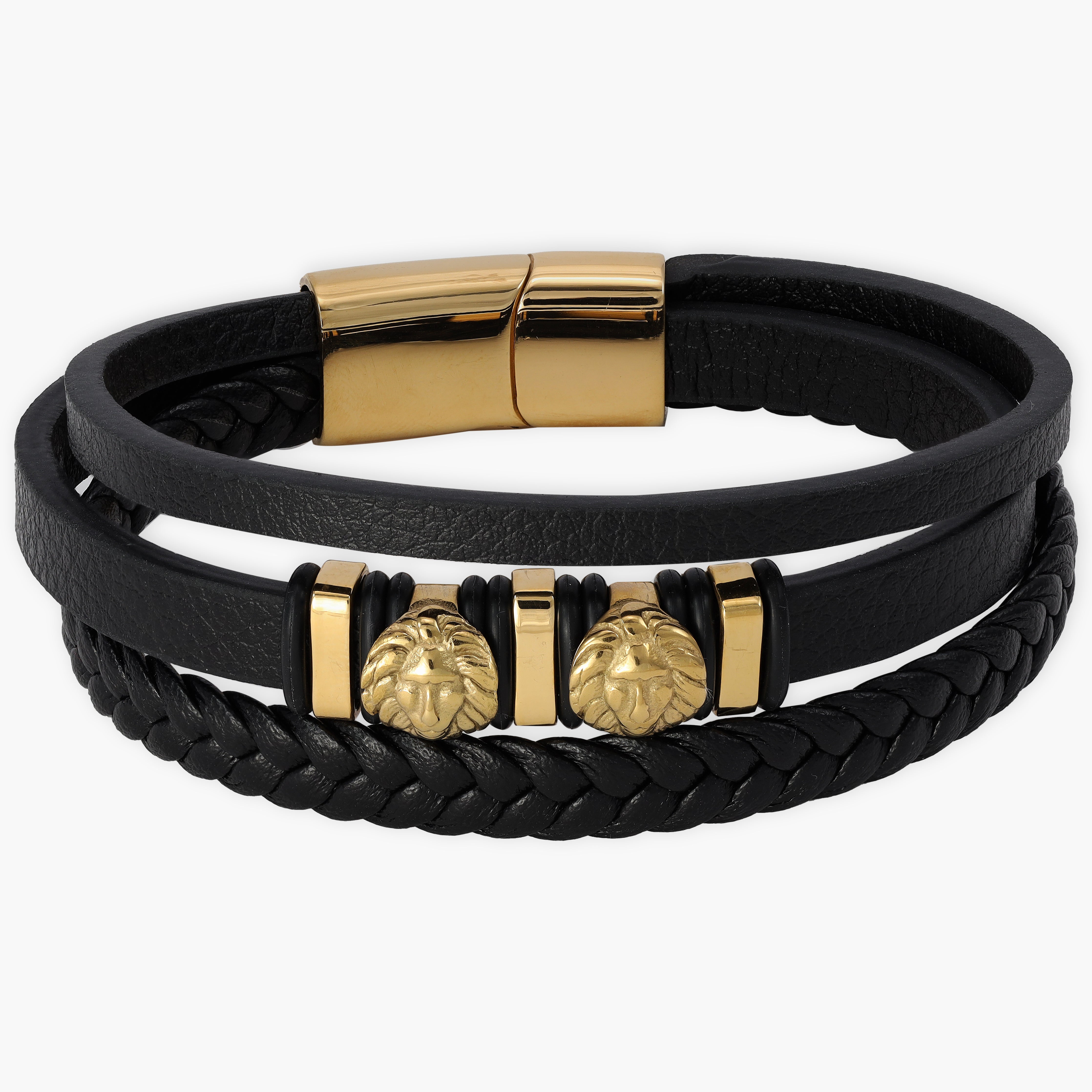 Löwe Lederarmband mit Motiv / Verschluss aus Edelstahl - Taipan Schmuck