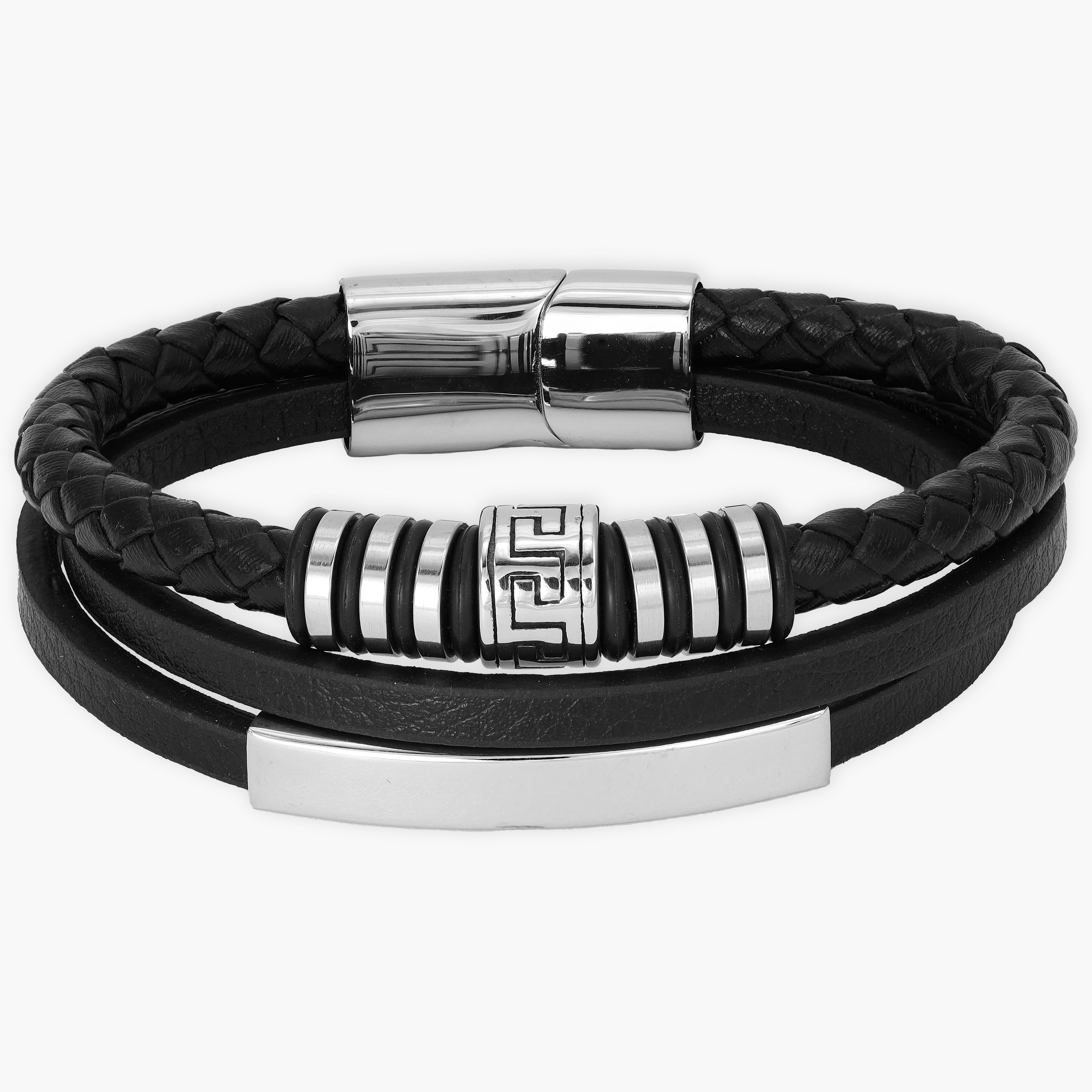 Lederarmband mit Santorini Motiv / Verschluss aus Edelstahl