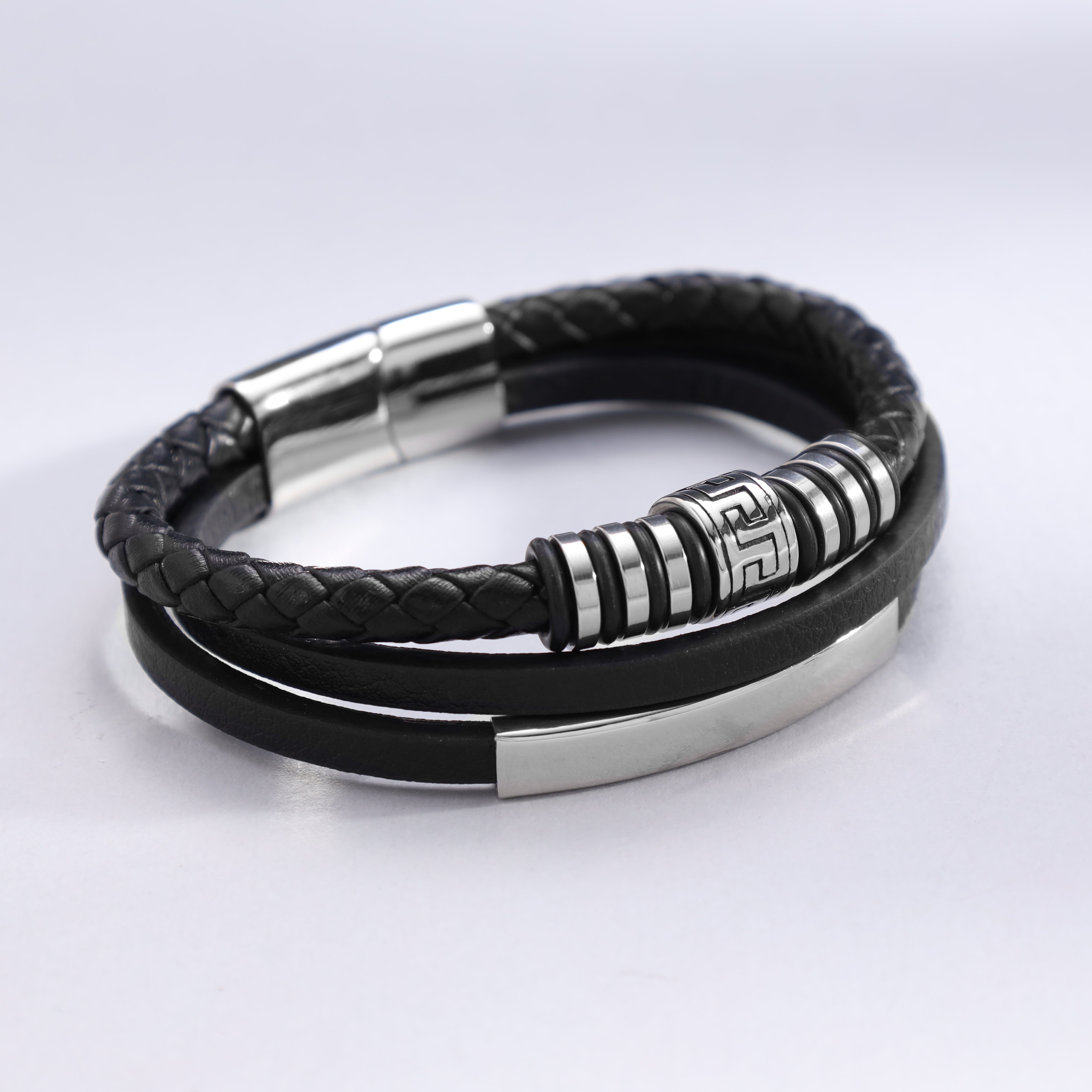 Lederarmband mit Santorini Motiv / Verschluss aus Edelstahl