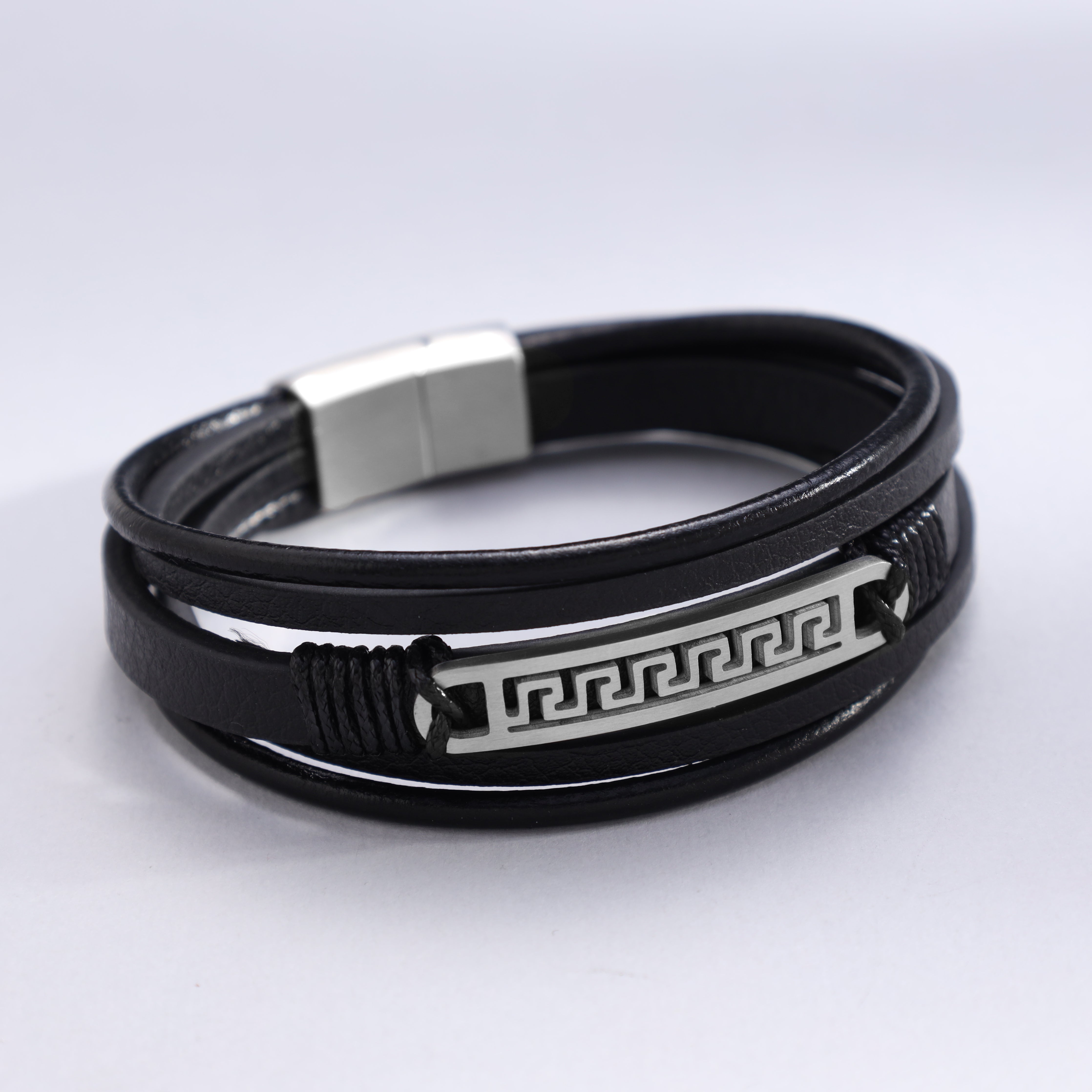 Lederarmband mit Santorini Motiv / Verschluss aus Edelstahl