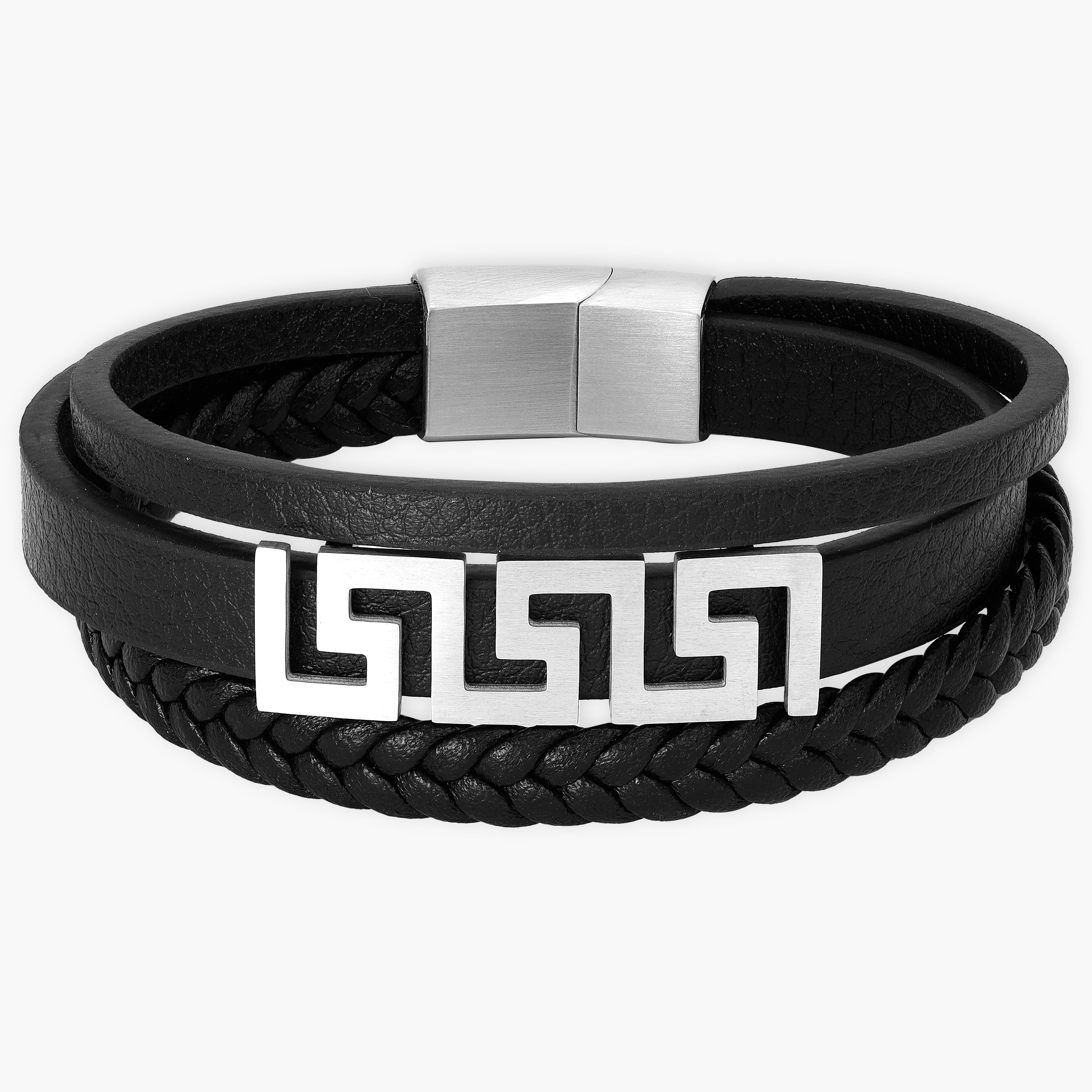 Lederarmband mit Santorini Motiv / Verschluss aus Edelstahl