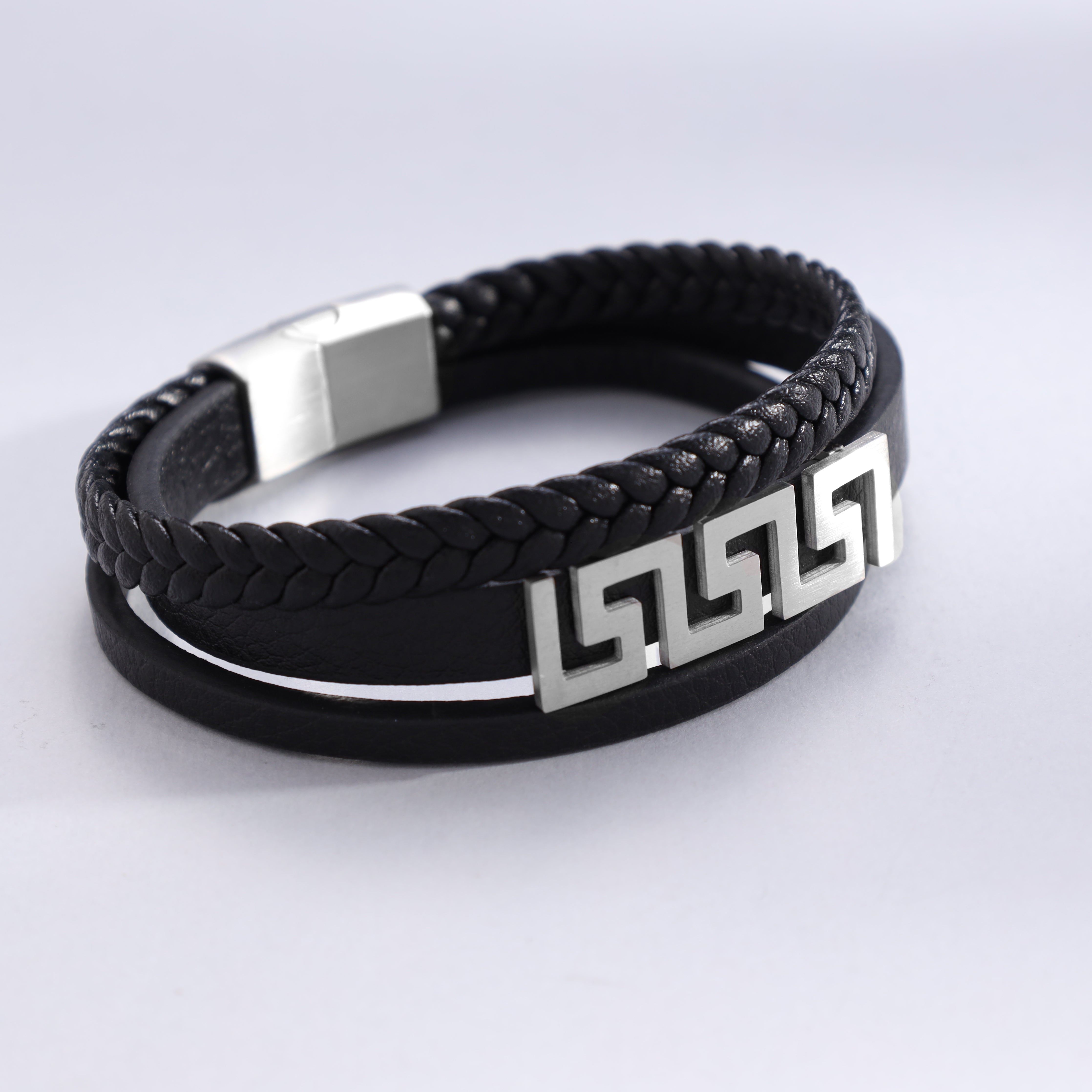 Lederarmband mit Santorini Motiv / Verschluss aus Edelstahl