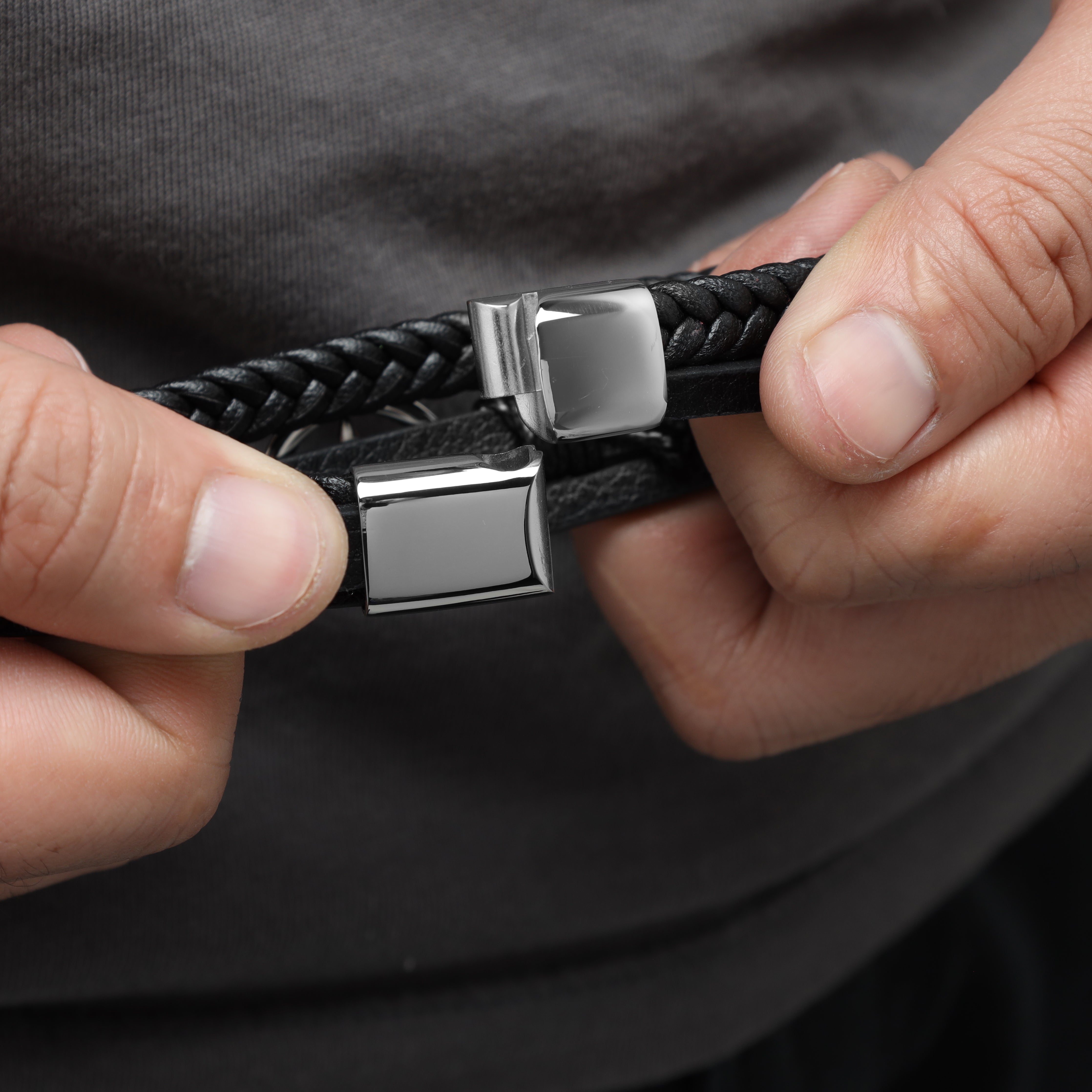 Lederarmband mit Kompass / Verschluss aus Edelstahl