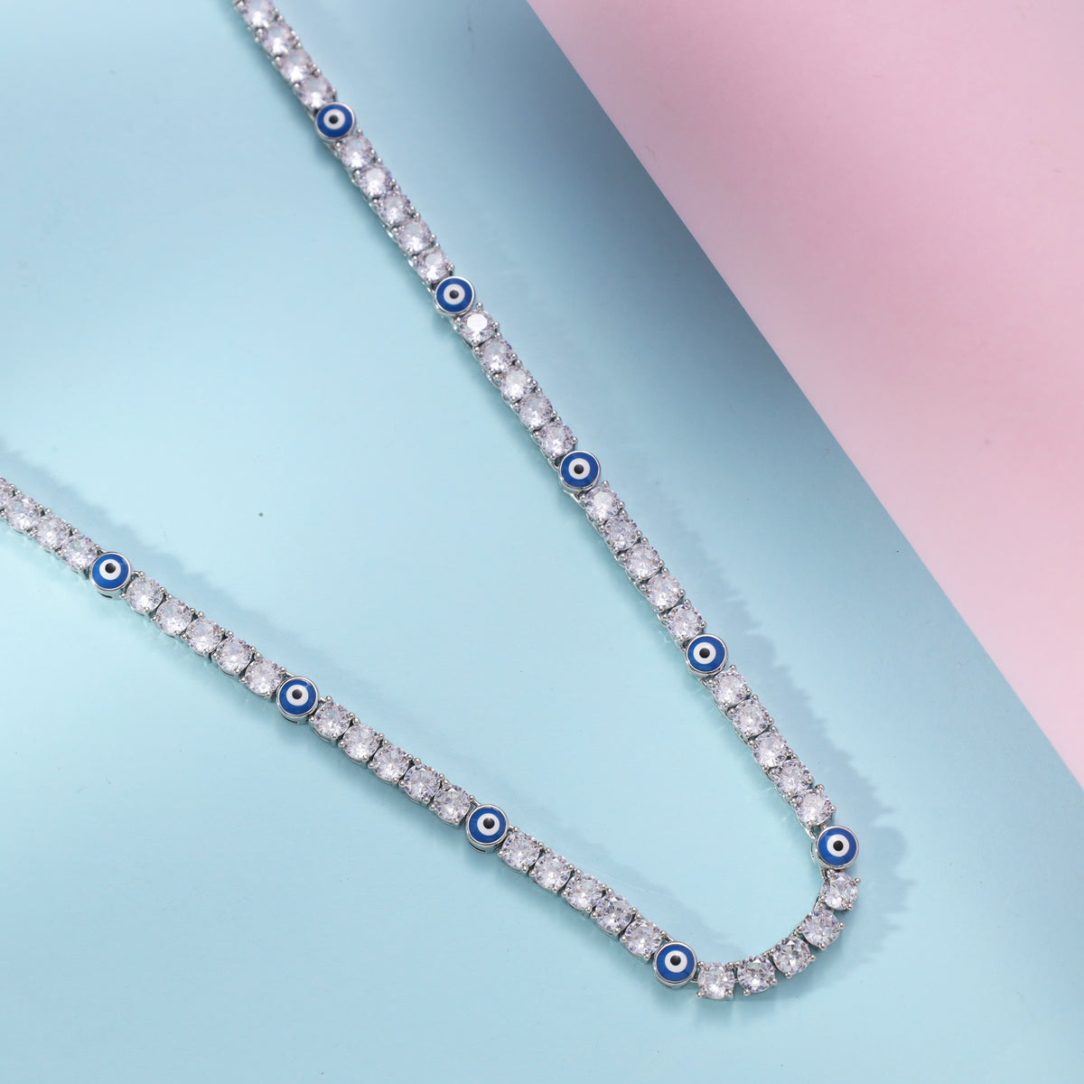 4mm Tennis Chain Iced Out Kette mit Evil Eye - Taipan Schmuck