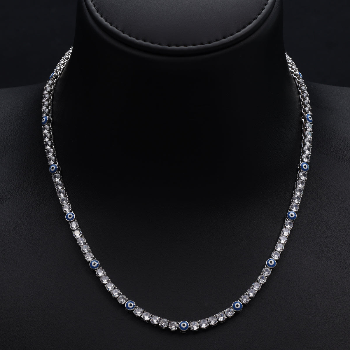 4mm Tennis Chain Iced Out Kette mit Evil Eye - Taipan Schmuck