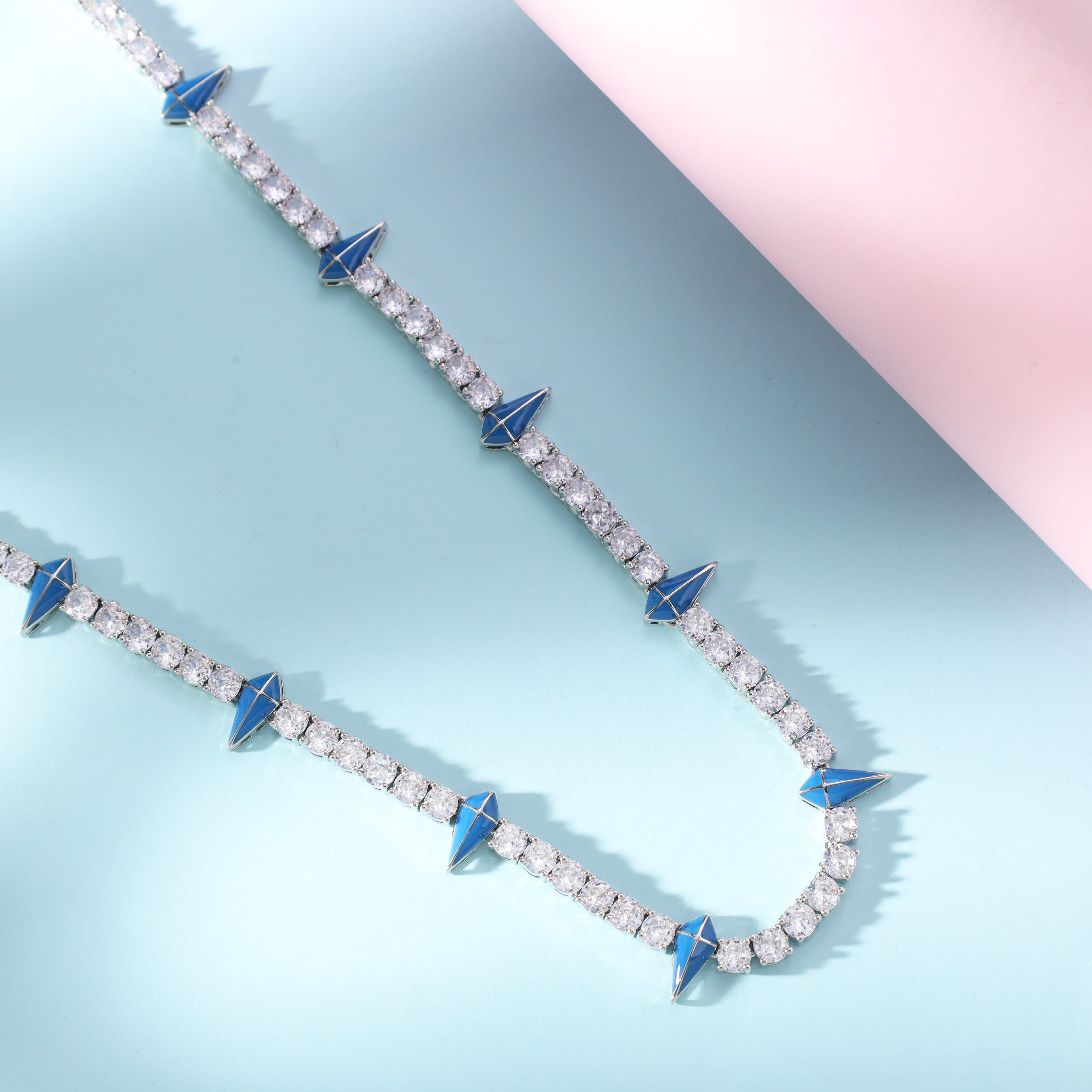 4mm Blue Diamonds Tennis Chain Iced Out Kette - Taipan Schmuck
