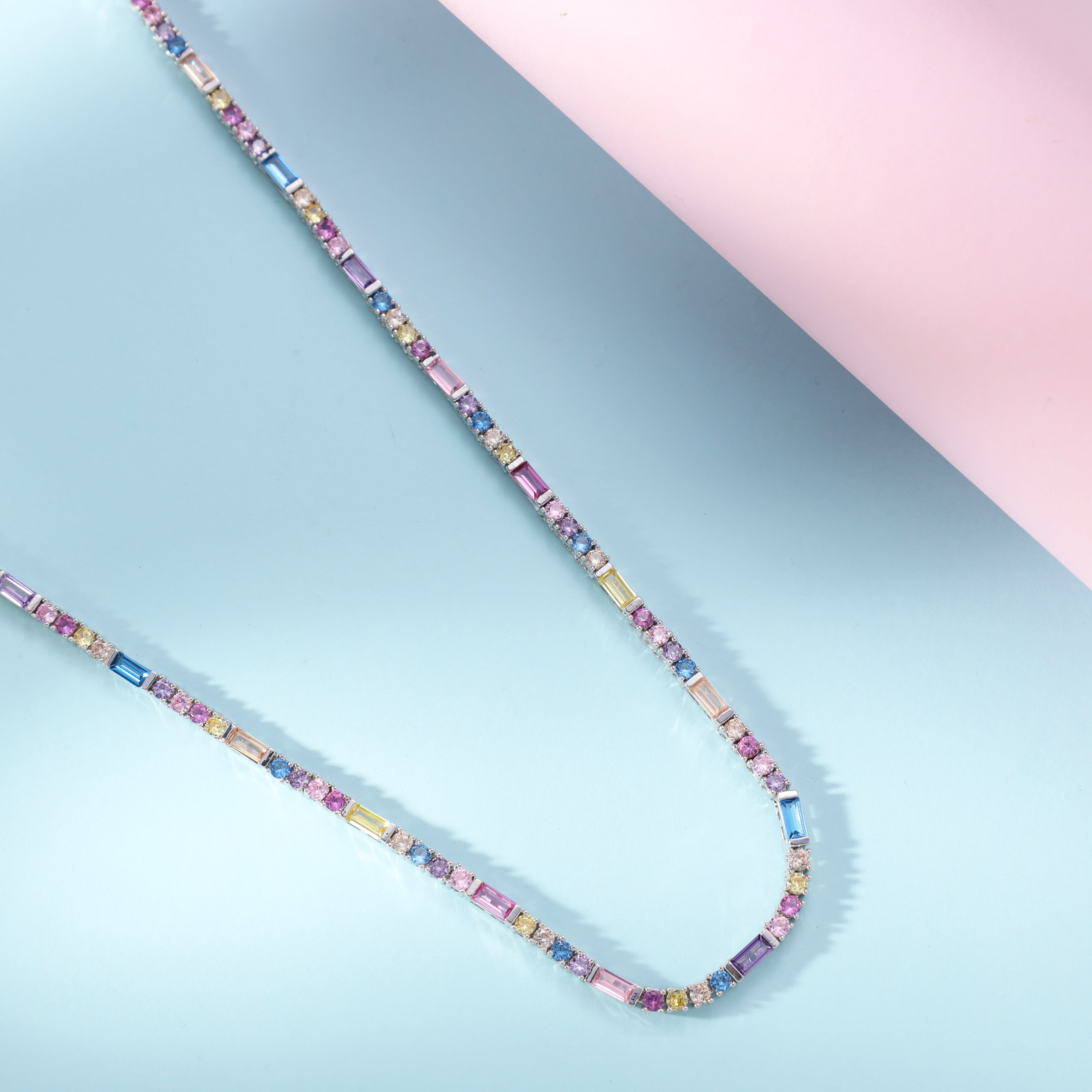 3mm Damen Tennis Chain Iced Out Kette multiicolor