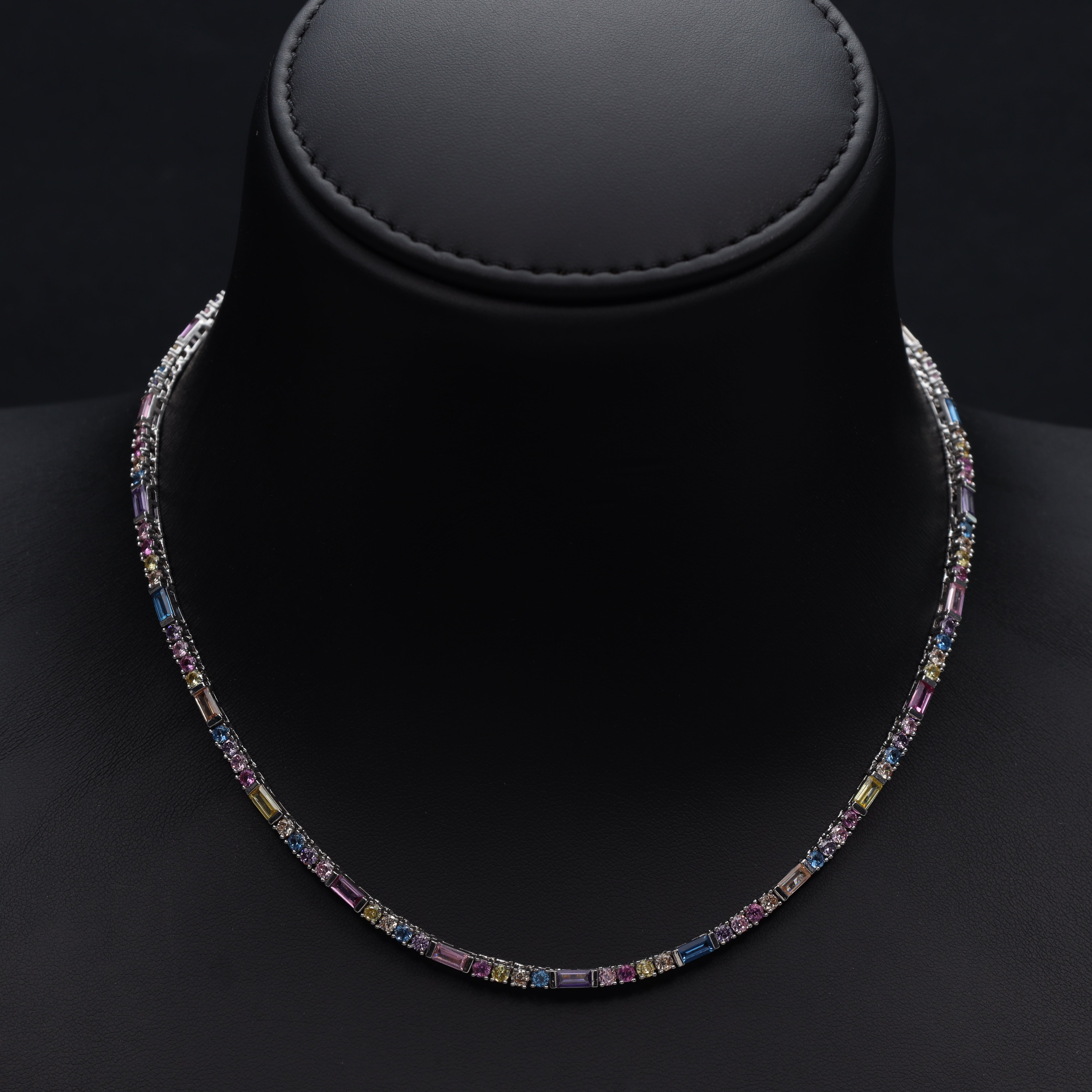 3mm Damen Tennis Chain Iced Out Kette multiicolor