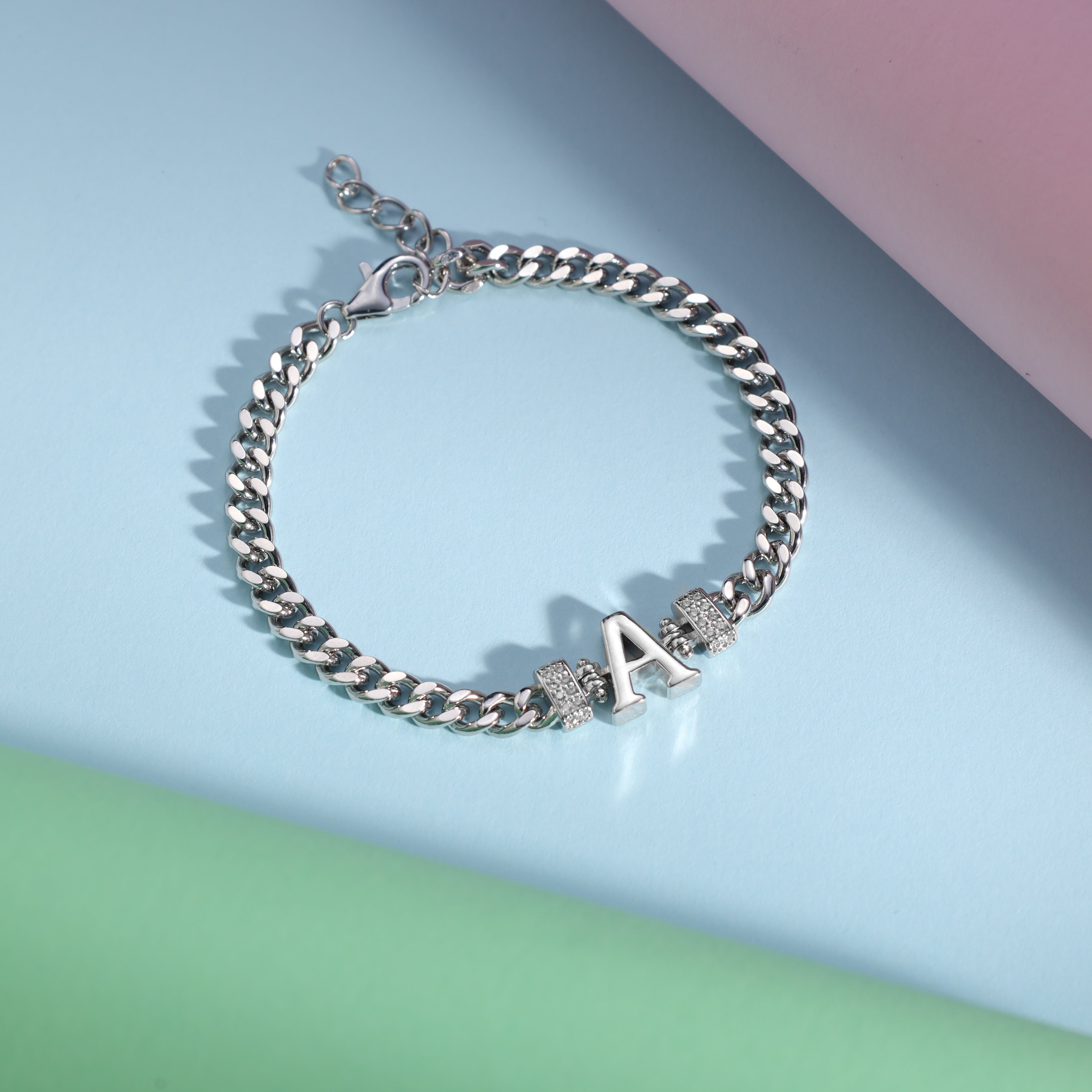 Damen Panzerkette Armband mit Buchstaben A-Z - Taipan Schmuck