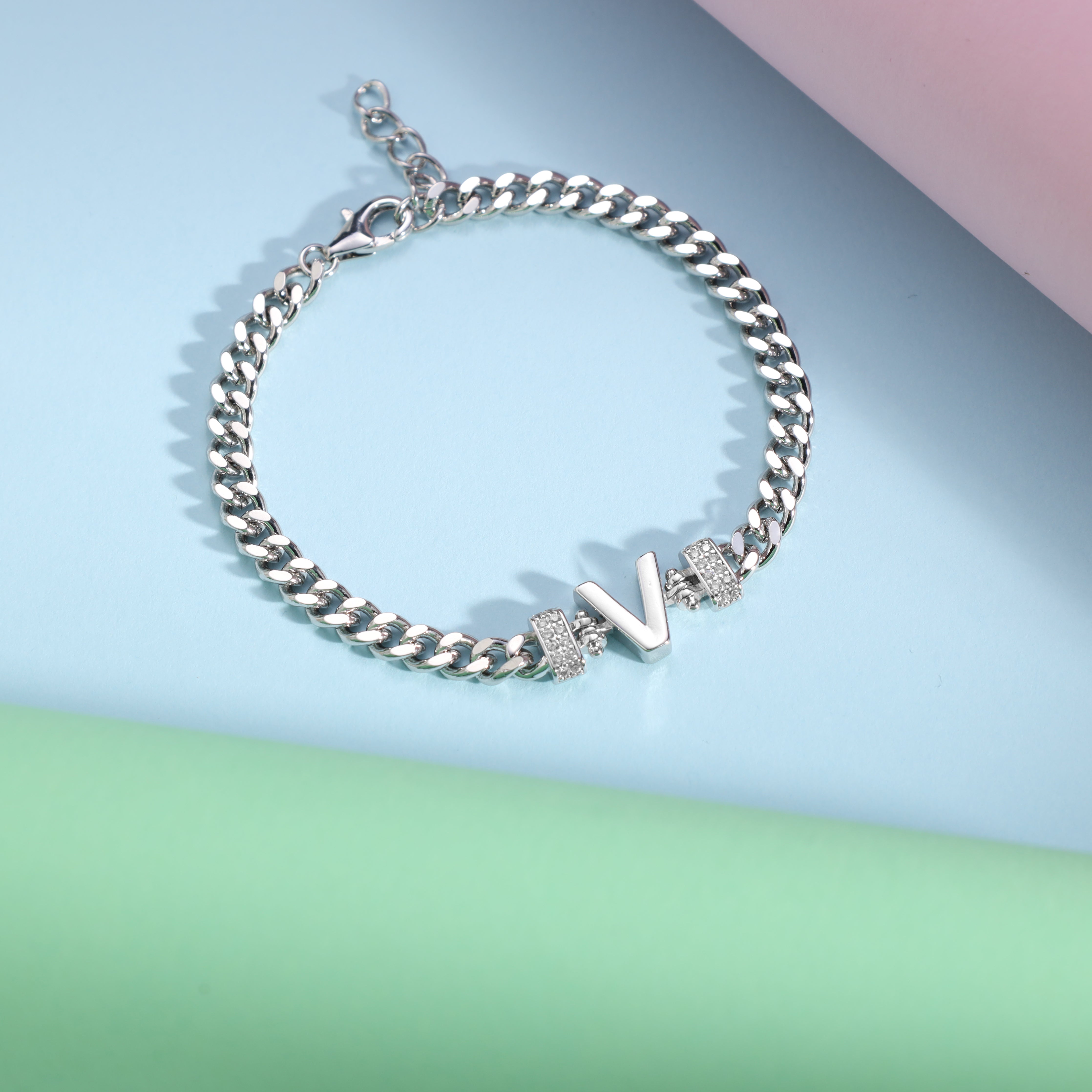 Damen Panzerkette Armband mit Buchstaben A-Z - Taipan Schmuck