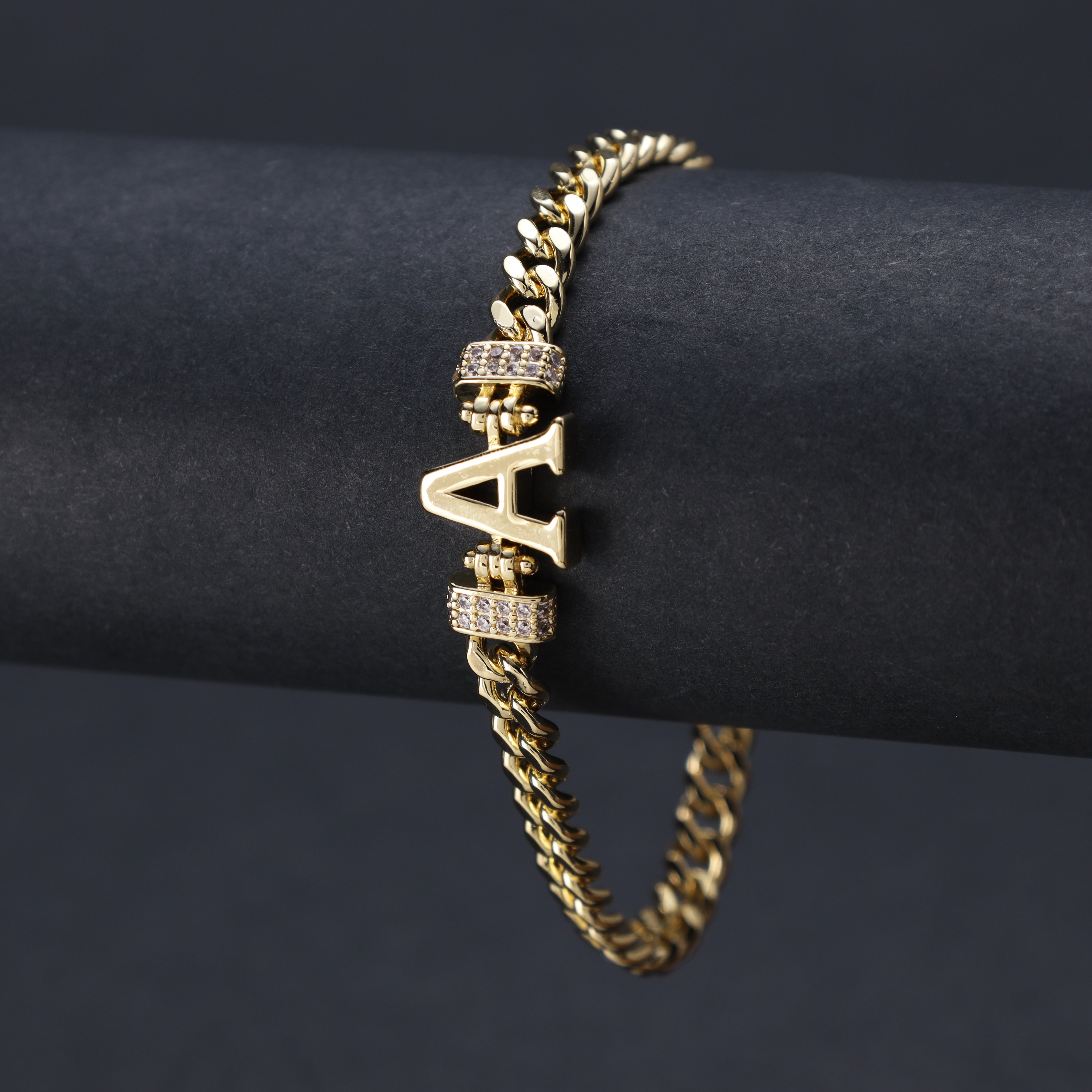 Damen Panzerkette Armband mit Buchstaben A-Z 18K Vergoldet - Taipan Schmuck