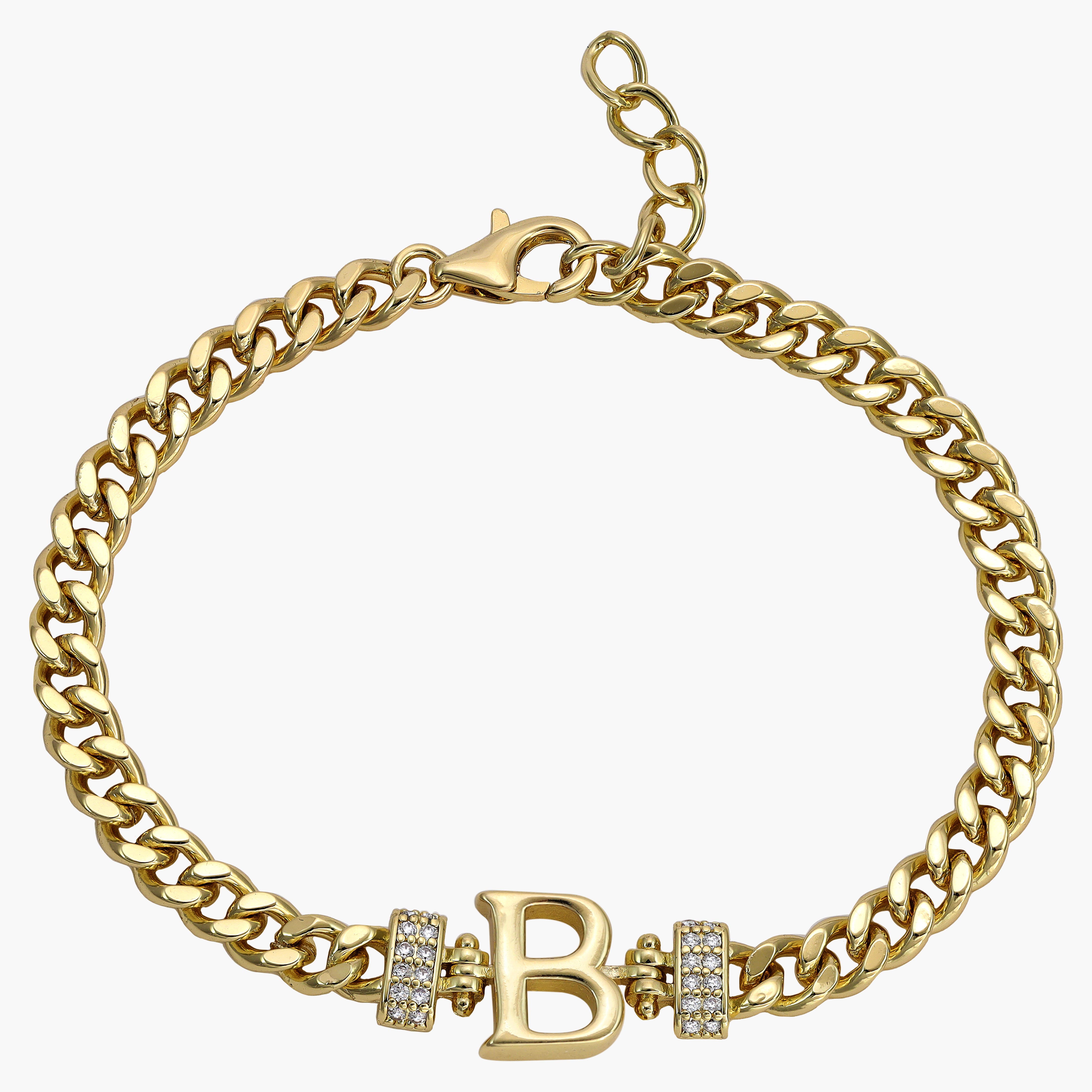 Damen Panzerkette Armband mit Buchstaben A-Z 18K Vergoldet - Taipan Schmuck