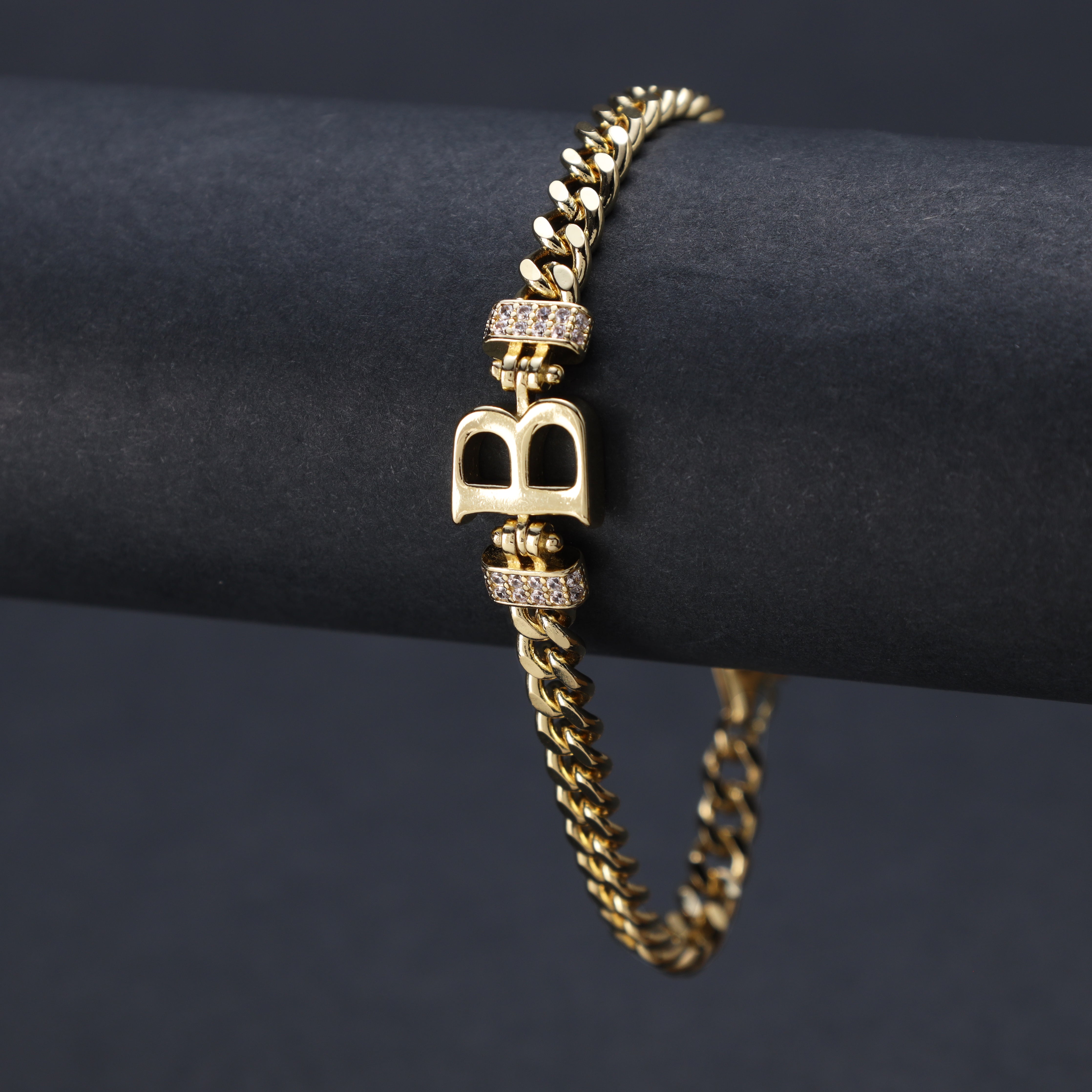 Damen Panzerkette Armband mit Buchstaben A-Z 18K Vergoldet - Taipan Schmuck