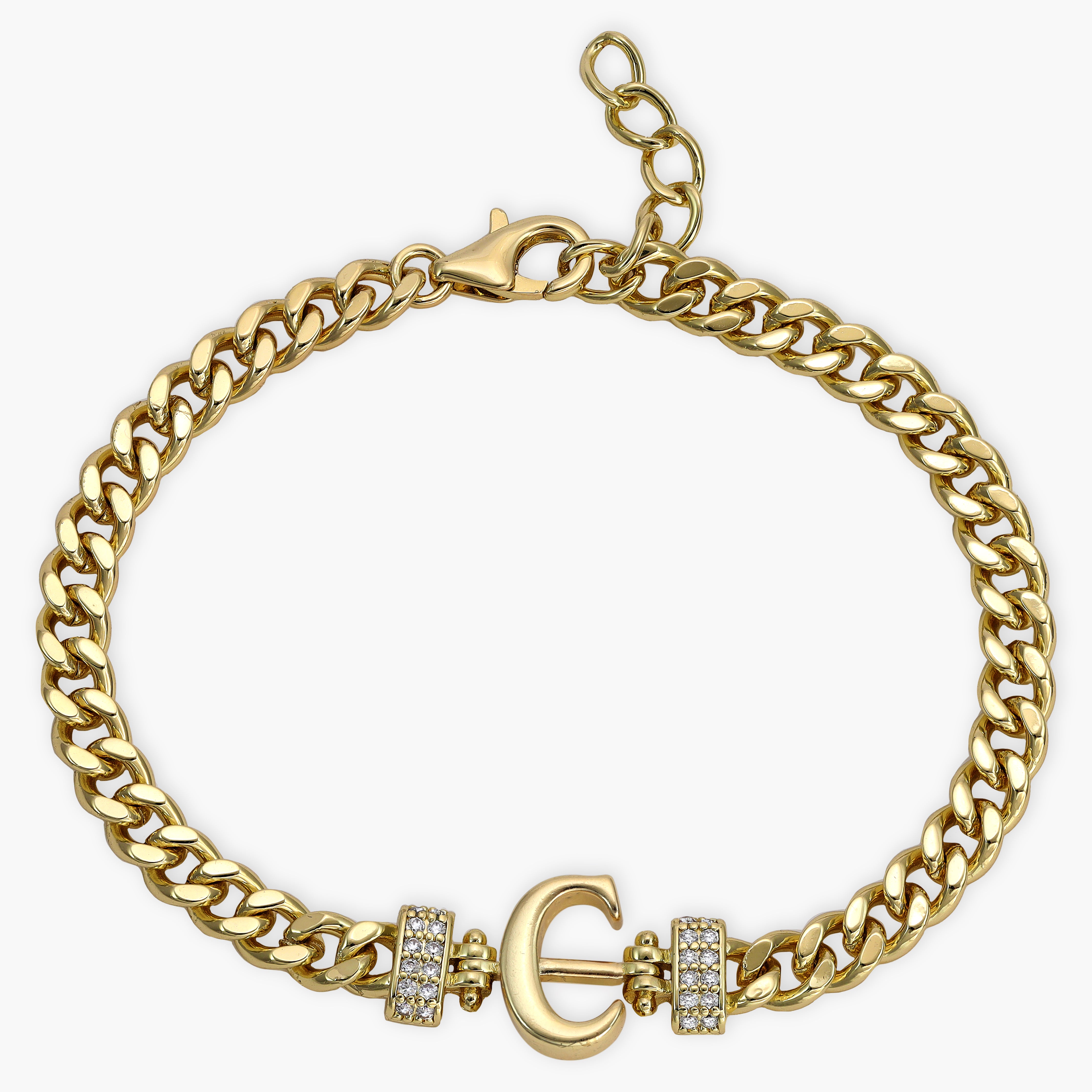 Damen Panzerkette Armband mit Buchstaben A-Z 18K Vergoldet - Taipan Schmuck