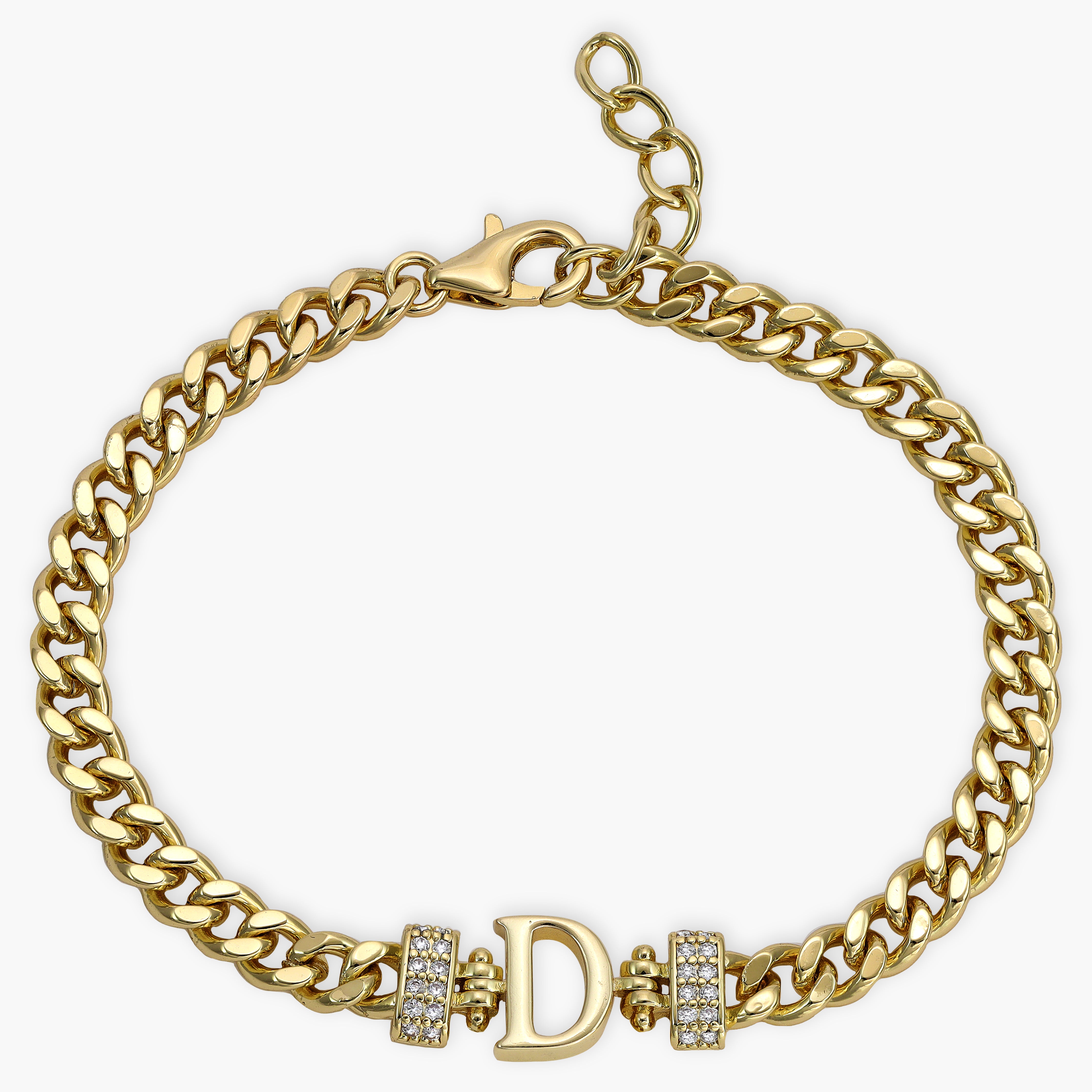 Damen Panzerkette Armband mit Buchstaben A-Z 18K Vergoldet - Taipan Schmuck