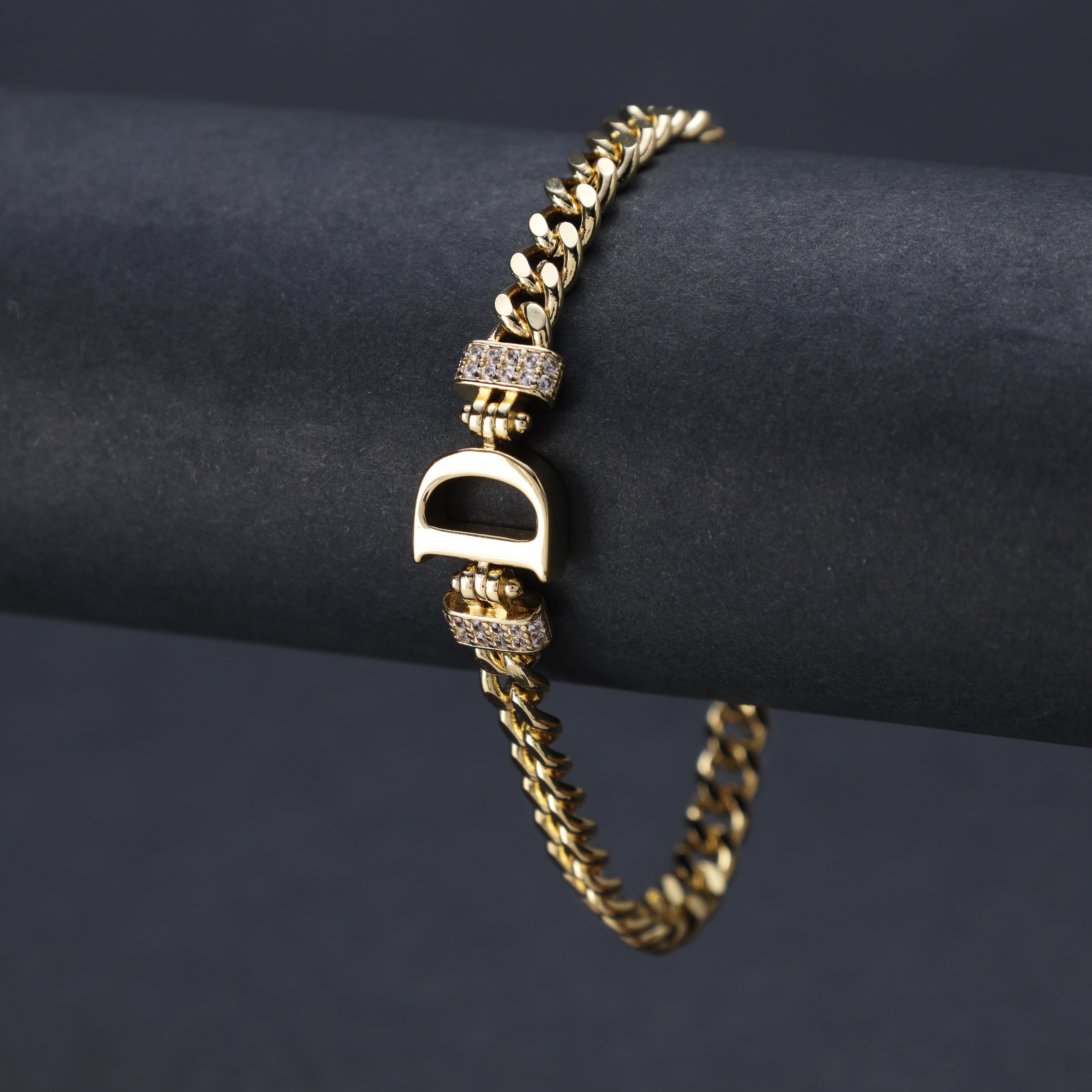 Damen Panzerkette Armband mit Buchstaben A-Z 18K Vergoldet - Taipan Schmuck